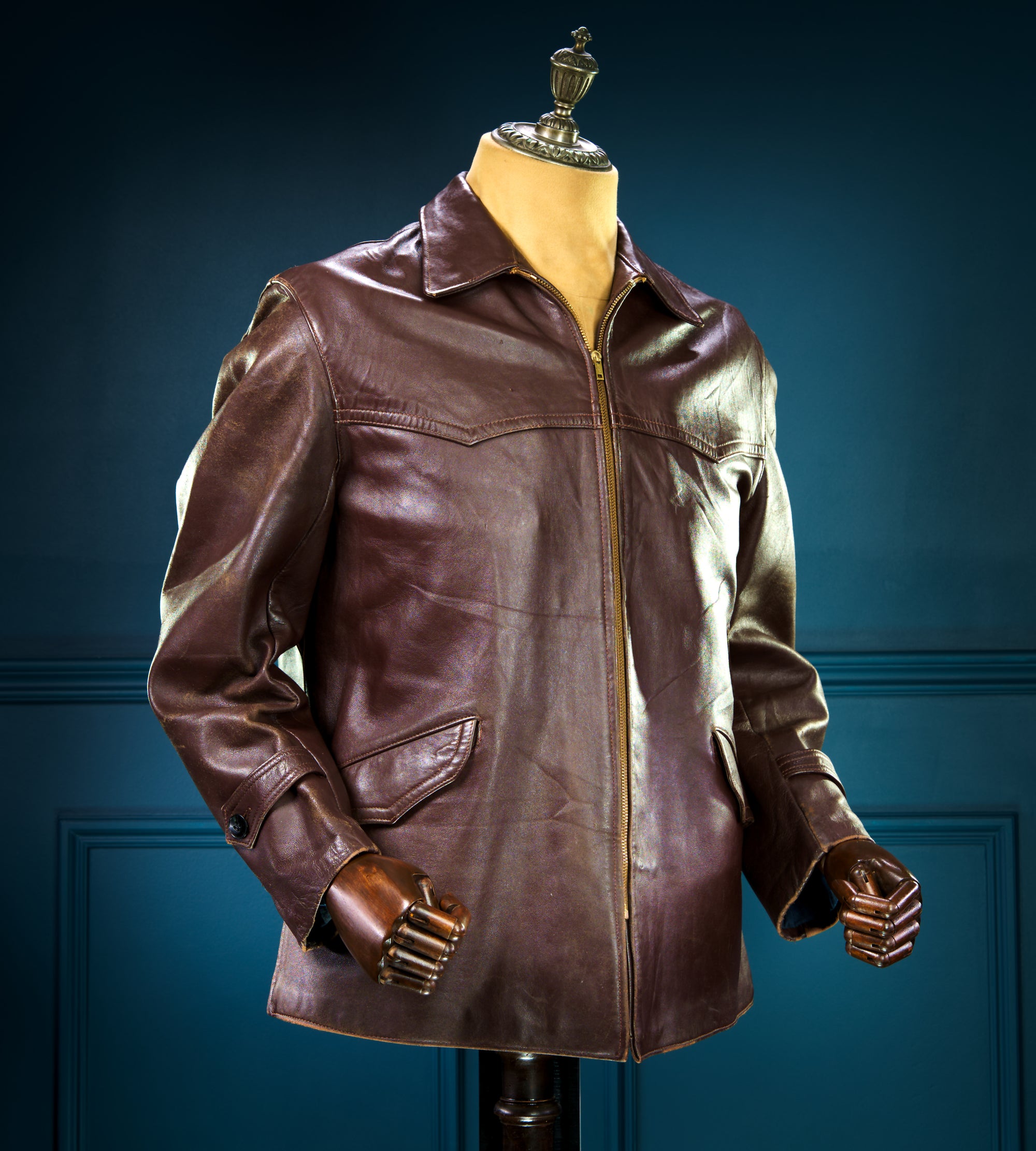 Vintage 1950s Cold War French Lambskin Worker Biker Rider Leather Jacket “M”