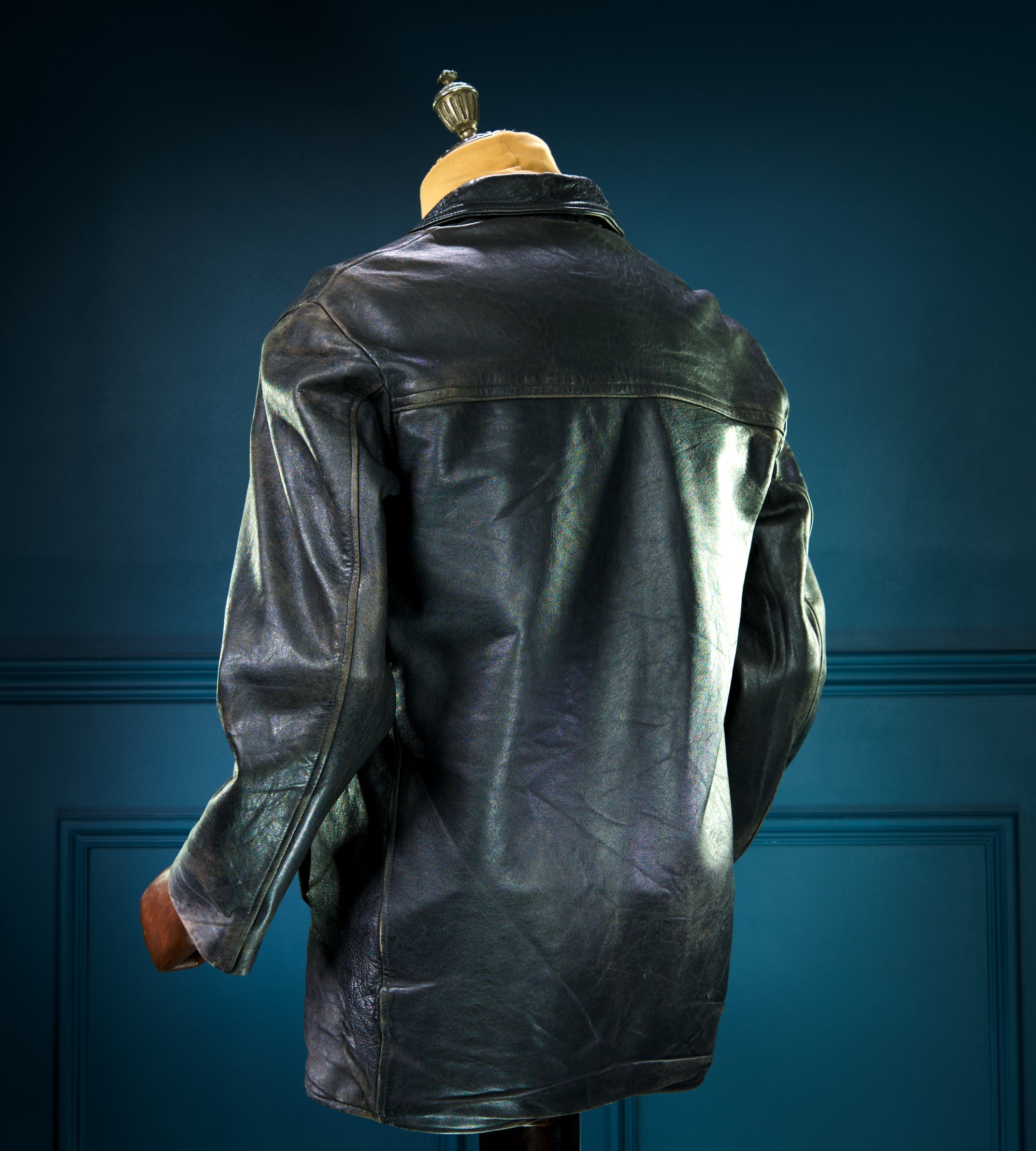 Vintage 1960s French Brown Sheepskin Biker Worker Motorcyle Leather Jacket “M”