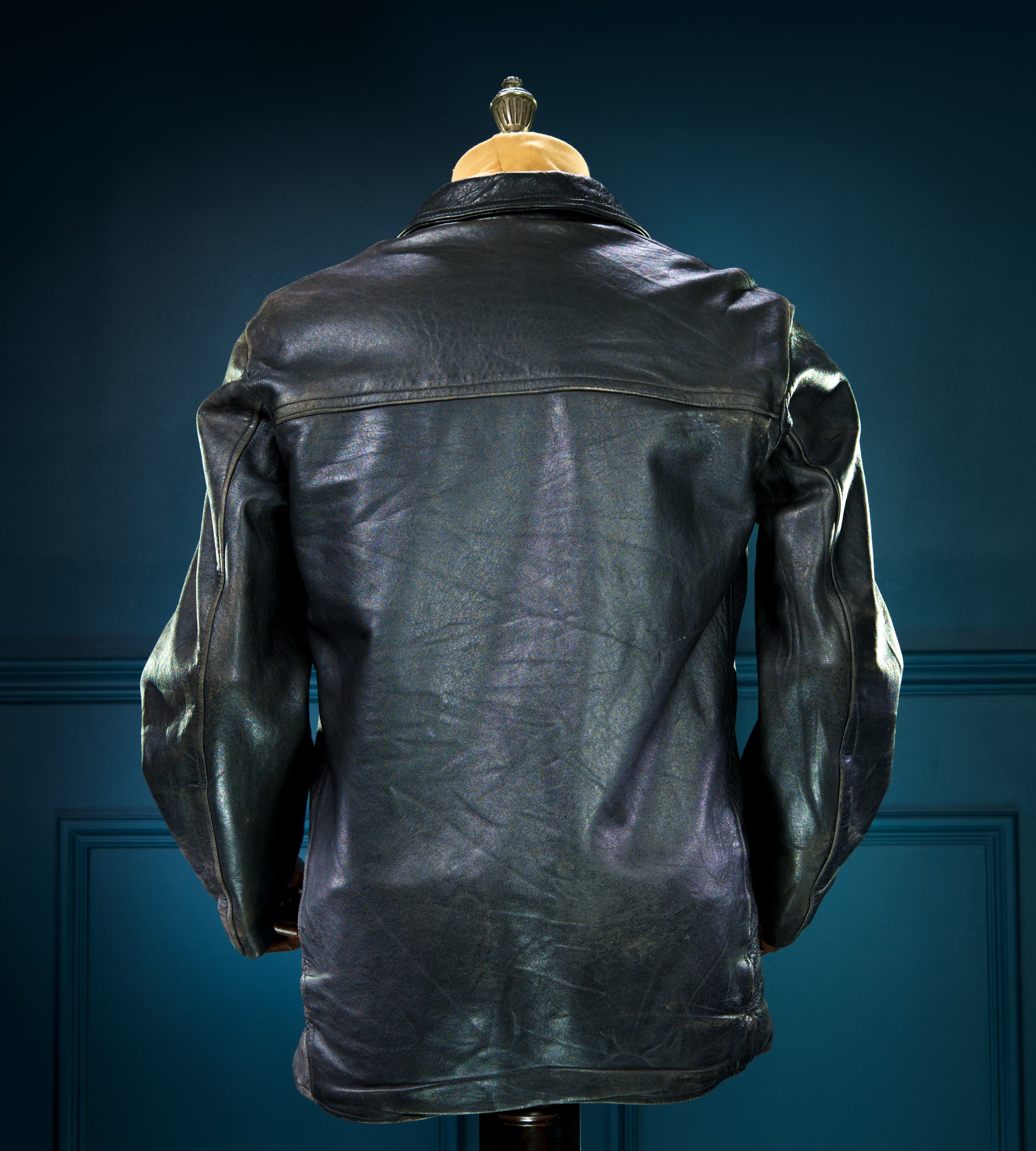 Vintage 1960s French Brown Sheepskin Biker Worker Motorcyle Leather Jacket “M”