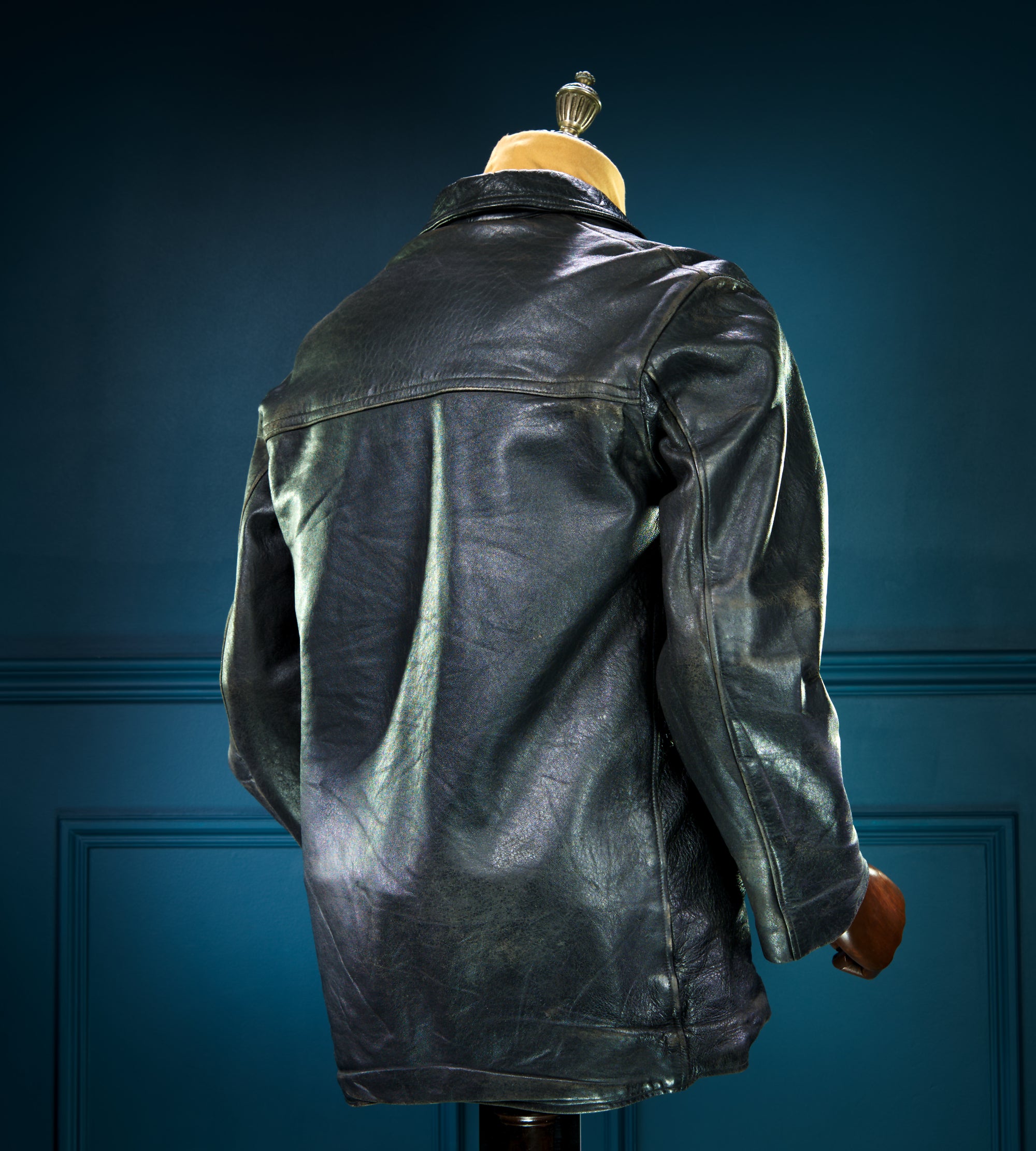 Vintage 1960s French Brown Sheepskin Biker Worker Motorcyle Leather Jacket “M”