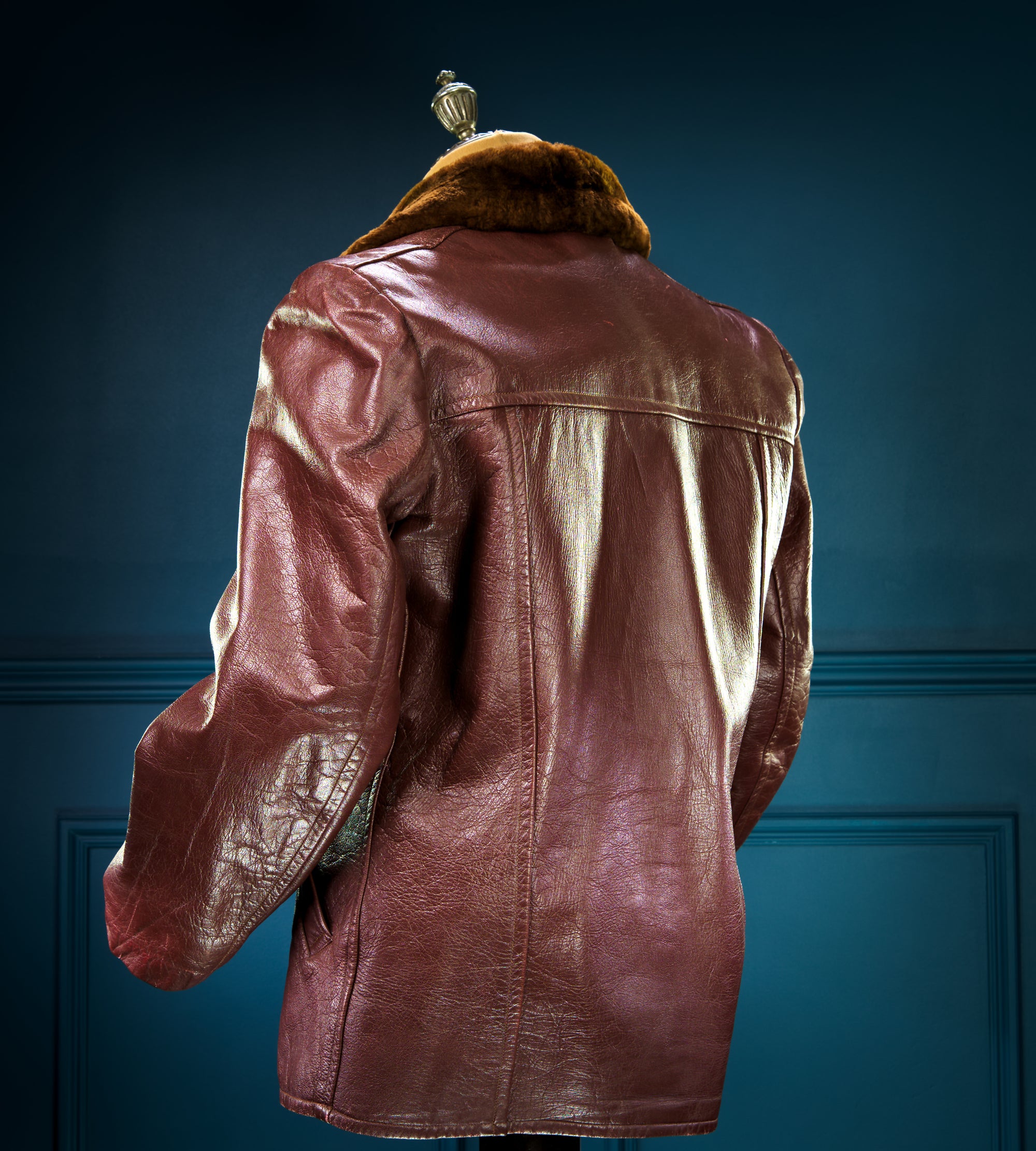 Vintage 1940s Swedish Goatskin Brown Leather Car Coat Motoring Jacket “M”