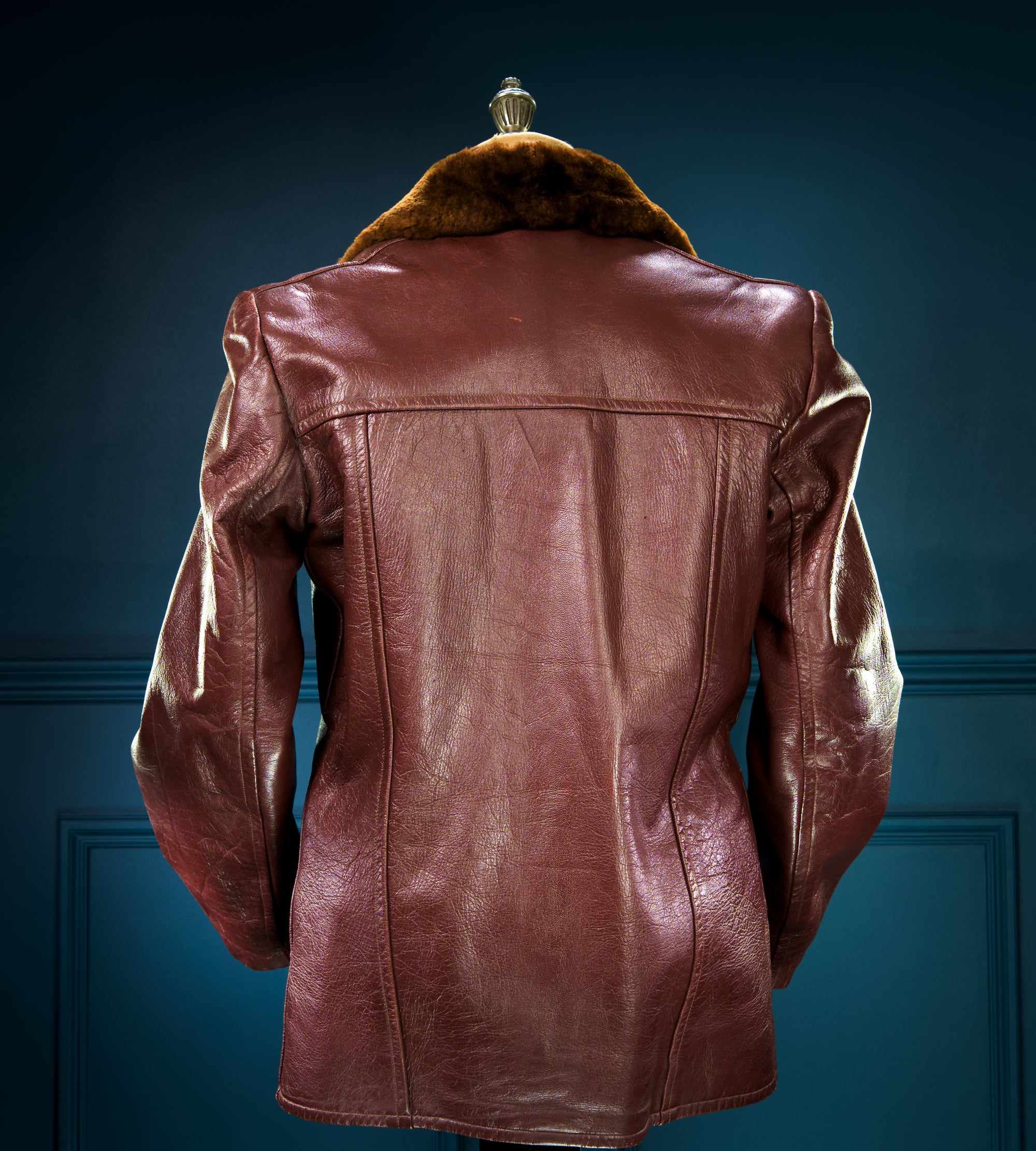 Vintage 1940s Swedish Goatskin Brown Leather Car Coat Motoring Jacket “M”