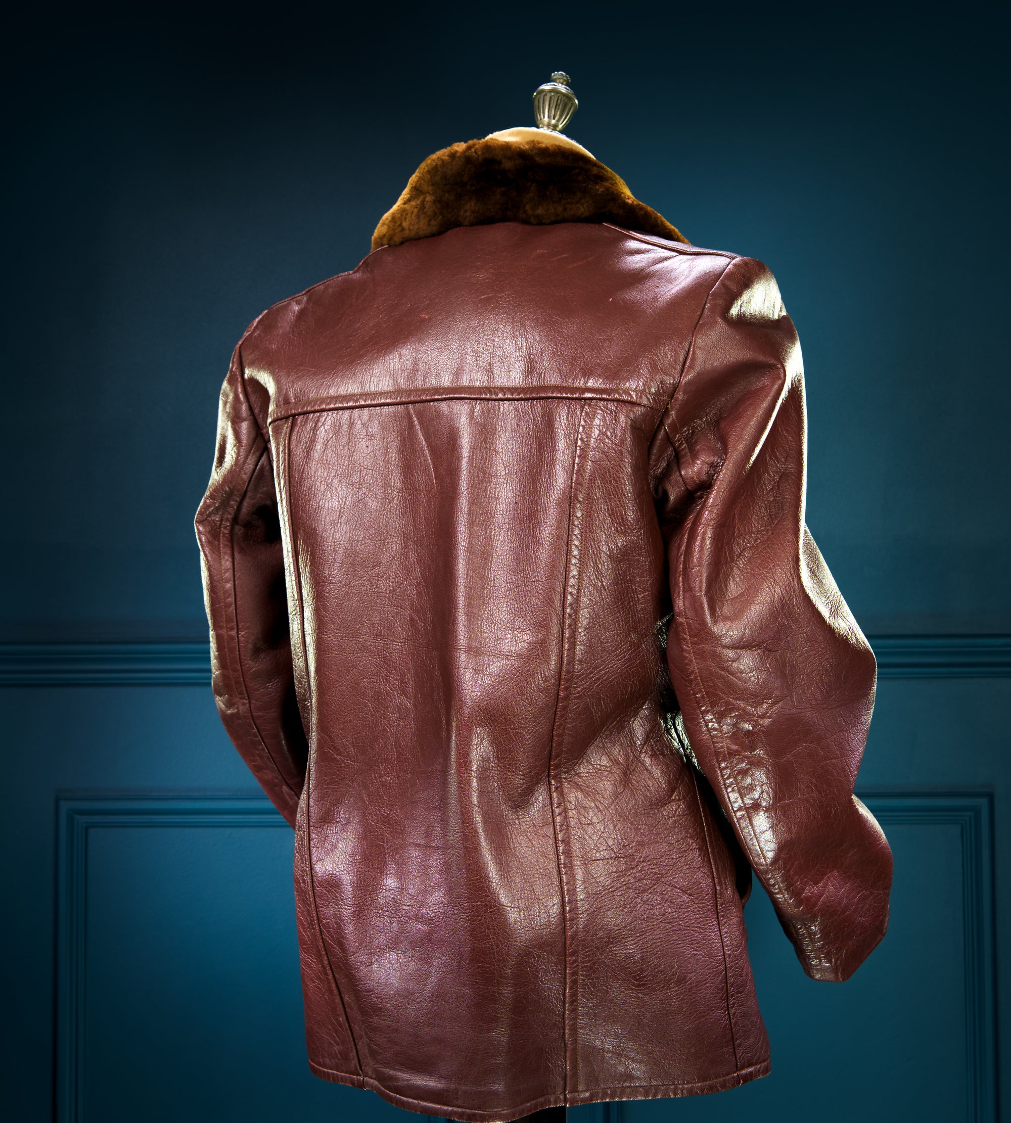 Vintage 1940s Swedish Goatskin Brown Leather Car Coat Motoring Jacket “M”