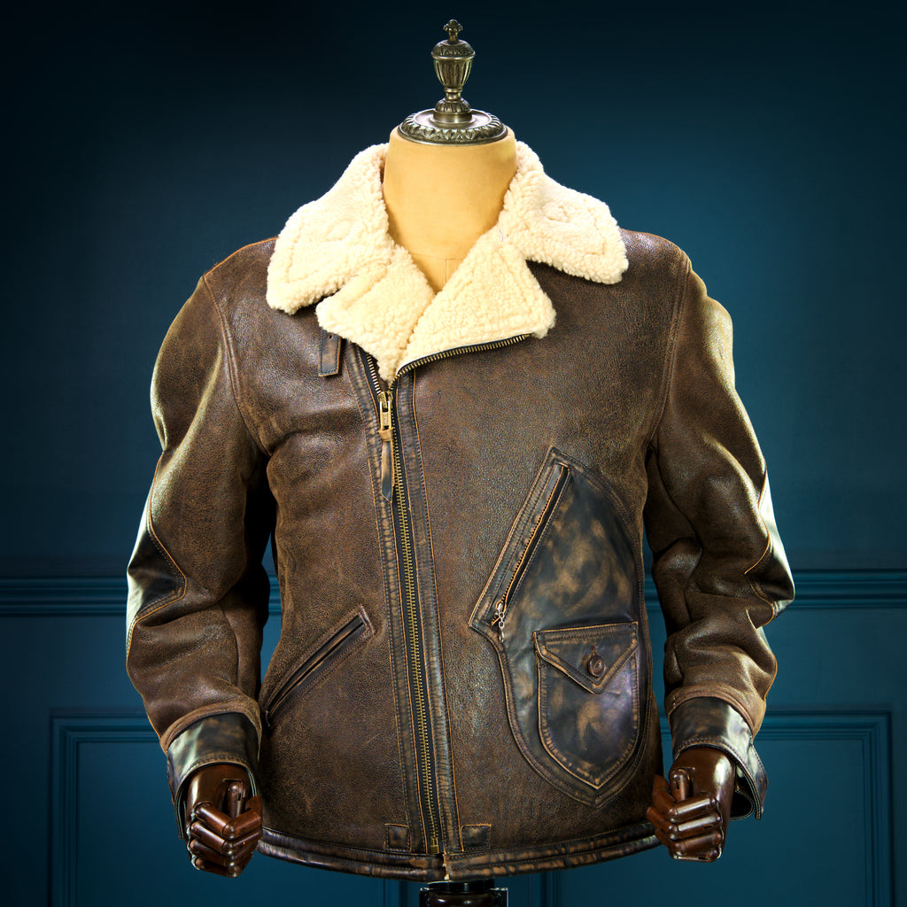 Brand New Nuremberg 1930s Style Sheepskin Aviator Flight Leather Jacket “M"