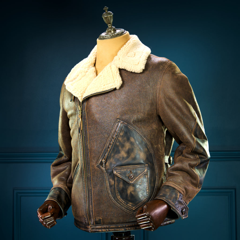 Brand New Nuremberg 1930s Style Sheepskin Aviator Flight Leather Jacket “M"