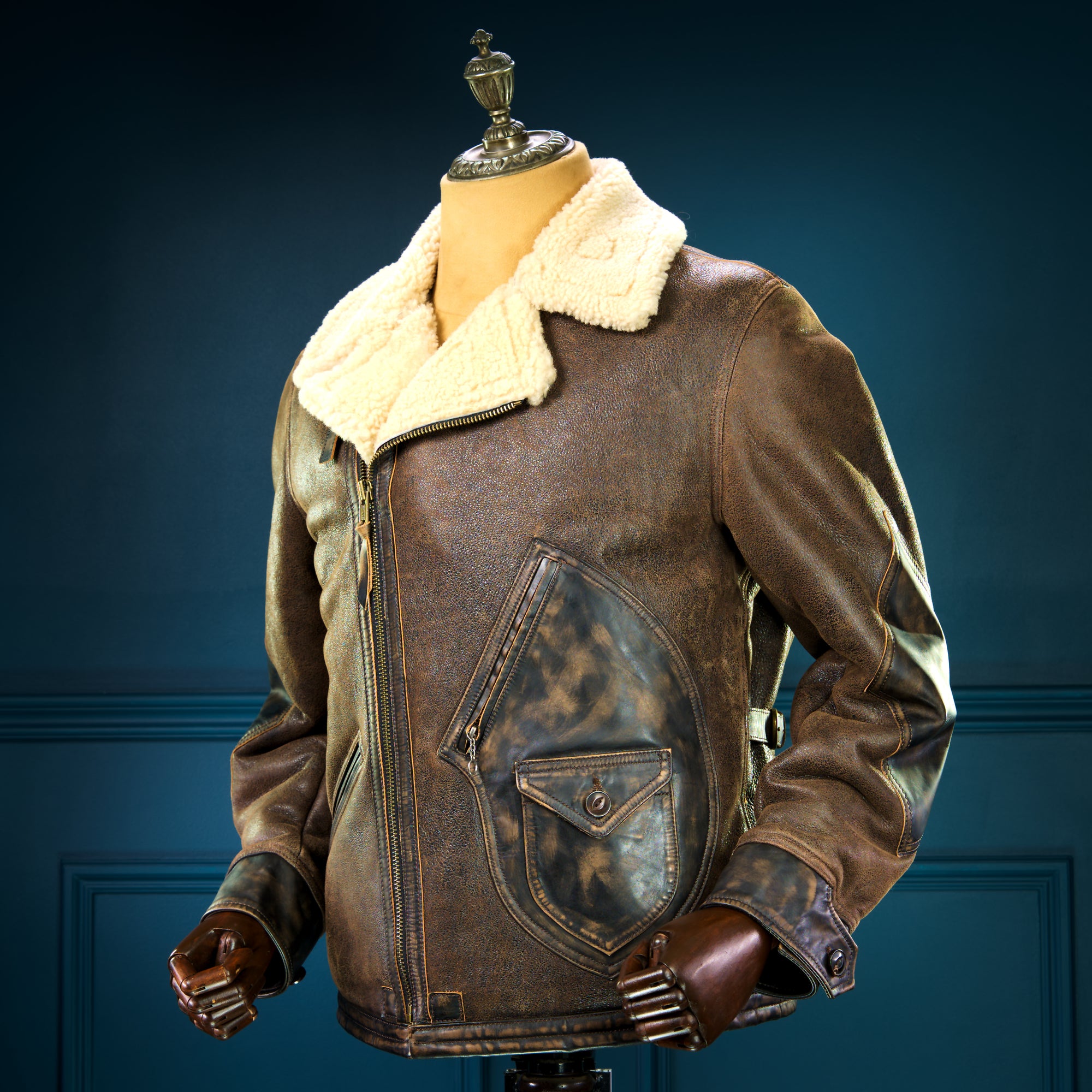 Brand New Nuremberg 1930s Style Sheepskin Aviator Flight Leather Jacket “M"