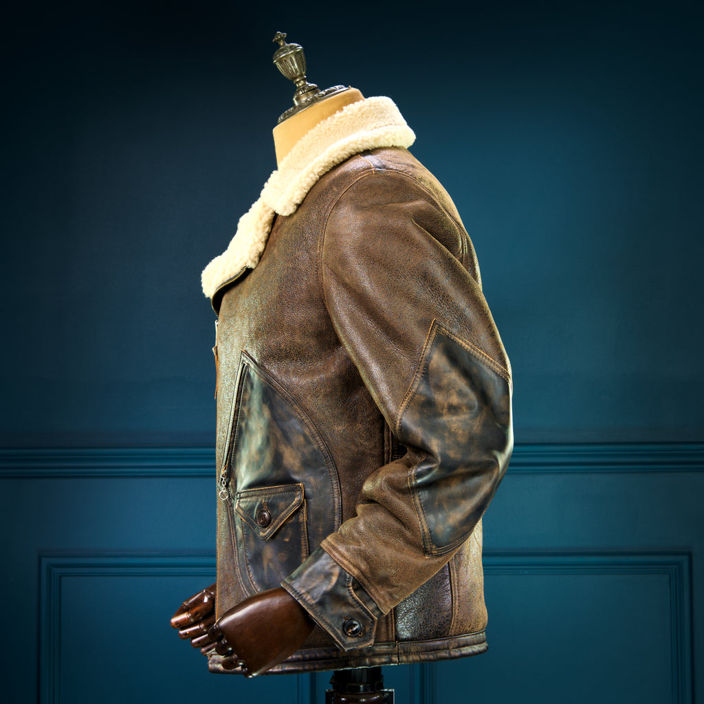 Brand New Nuremberg 1930s Style Sheepskin Aviator Flight Leather Jacket “M"