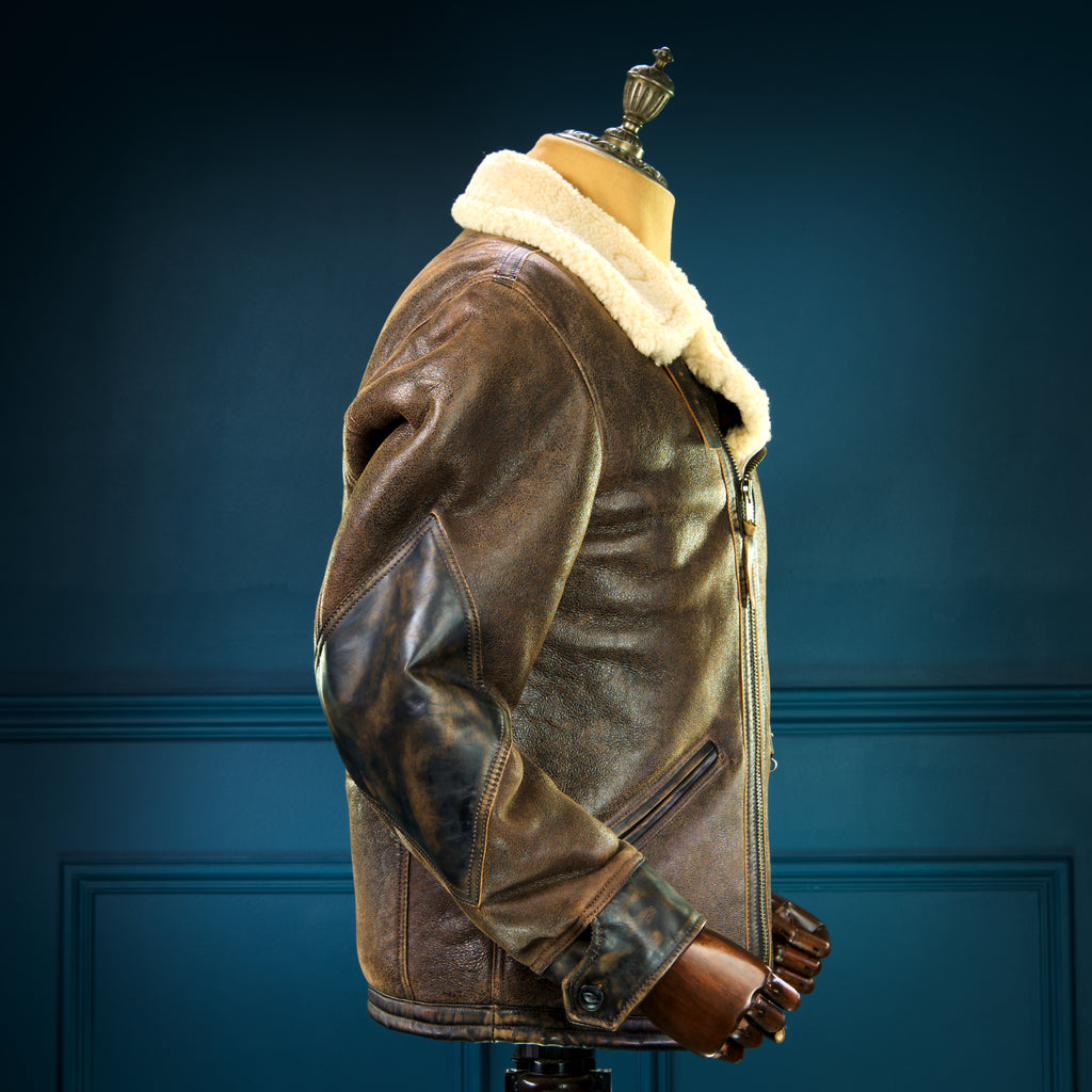 Brand New Nuremberg 1930s Style Sheepskin Aviator Flight Leather Jacket “M"