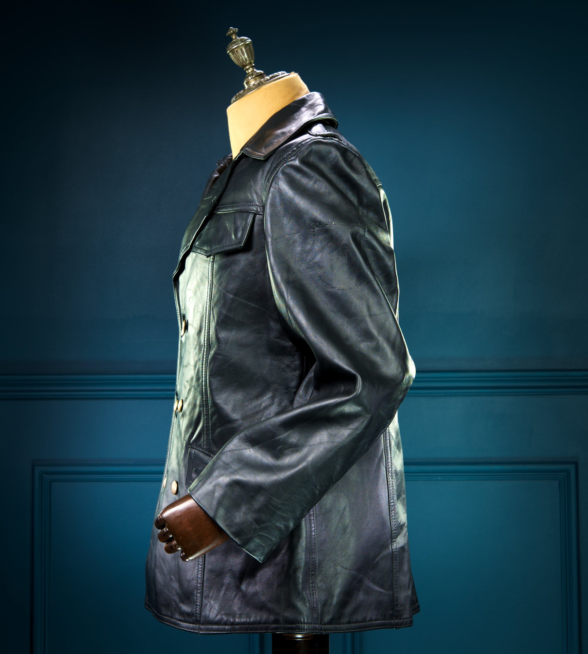 Vintage 80s German Cold War Police Biker Highway Patrol Leather Jacket Coat “M”