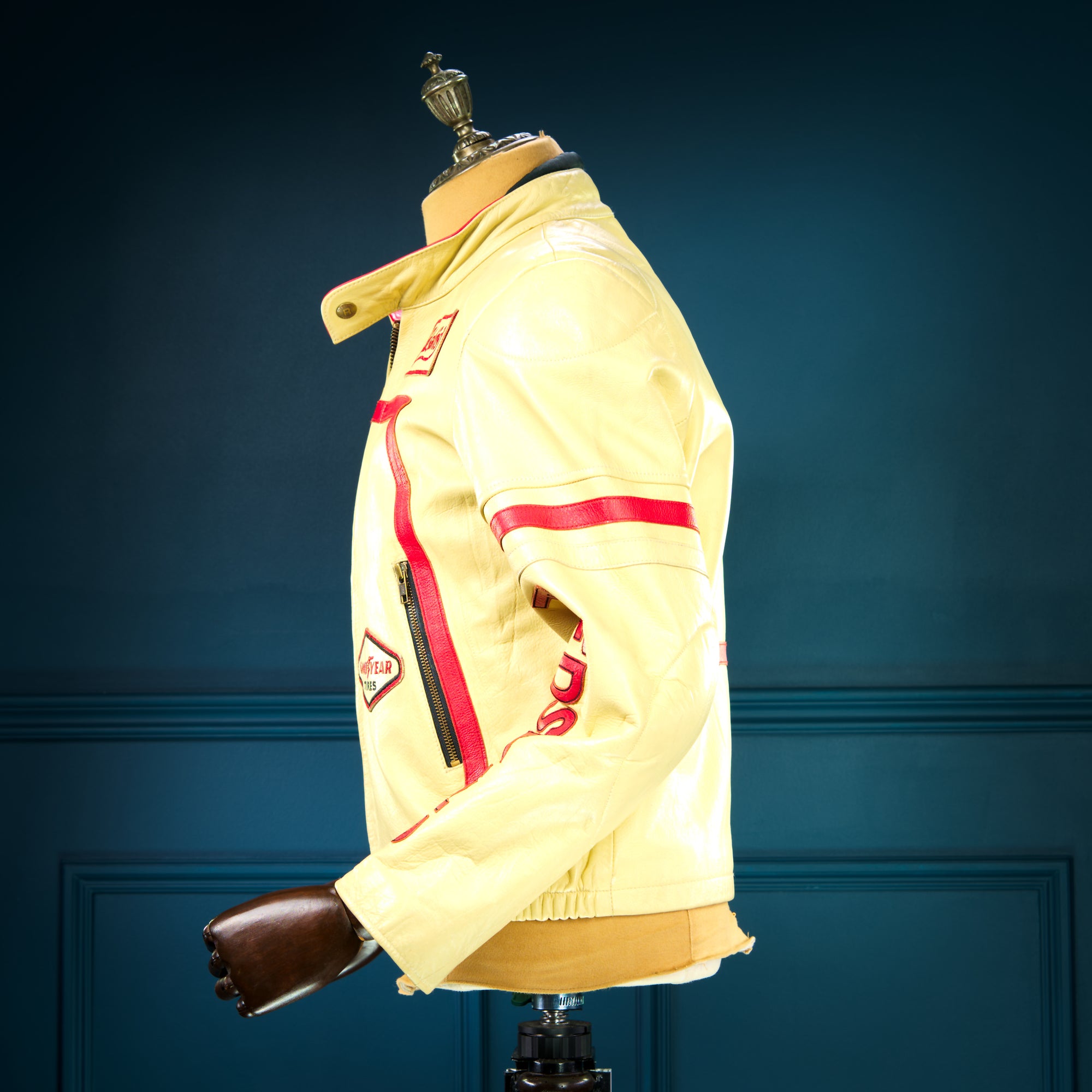 Vintage 90s French Limited Edition Indy 500 Cafe Racer Biker Leather Jacket “M”