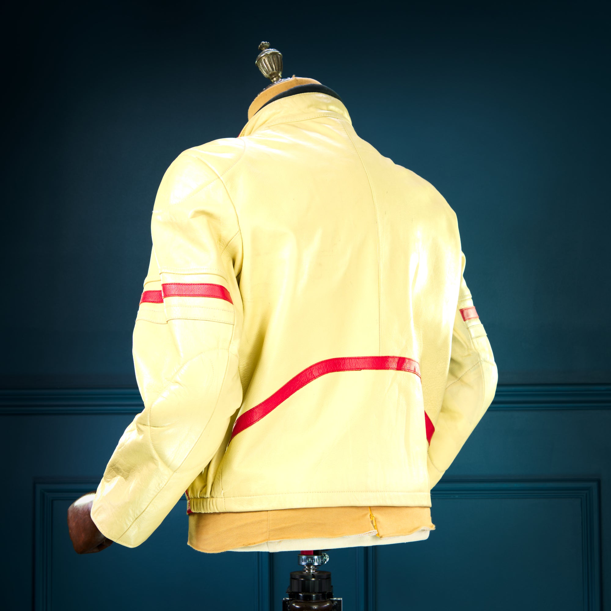 Vintage 90s French Limited Edition Indy 500 Cafe Racer Biker Leather Jacket “M”