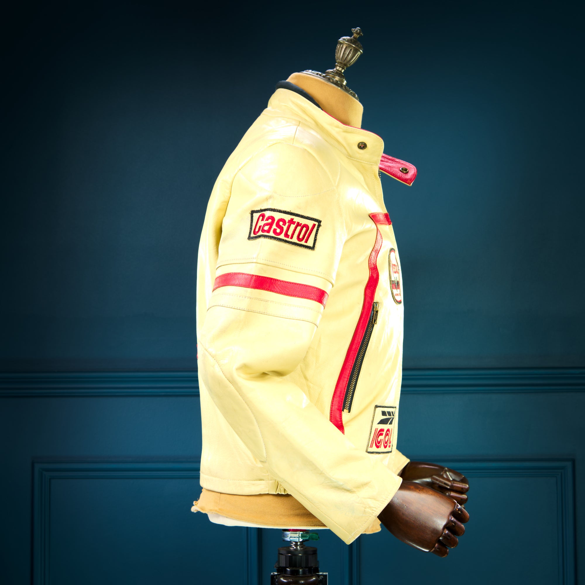 Vintage 90s French Limited Edition Indy 500 Cafe Racer Biker Leather Jacket “M”