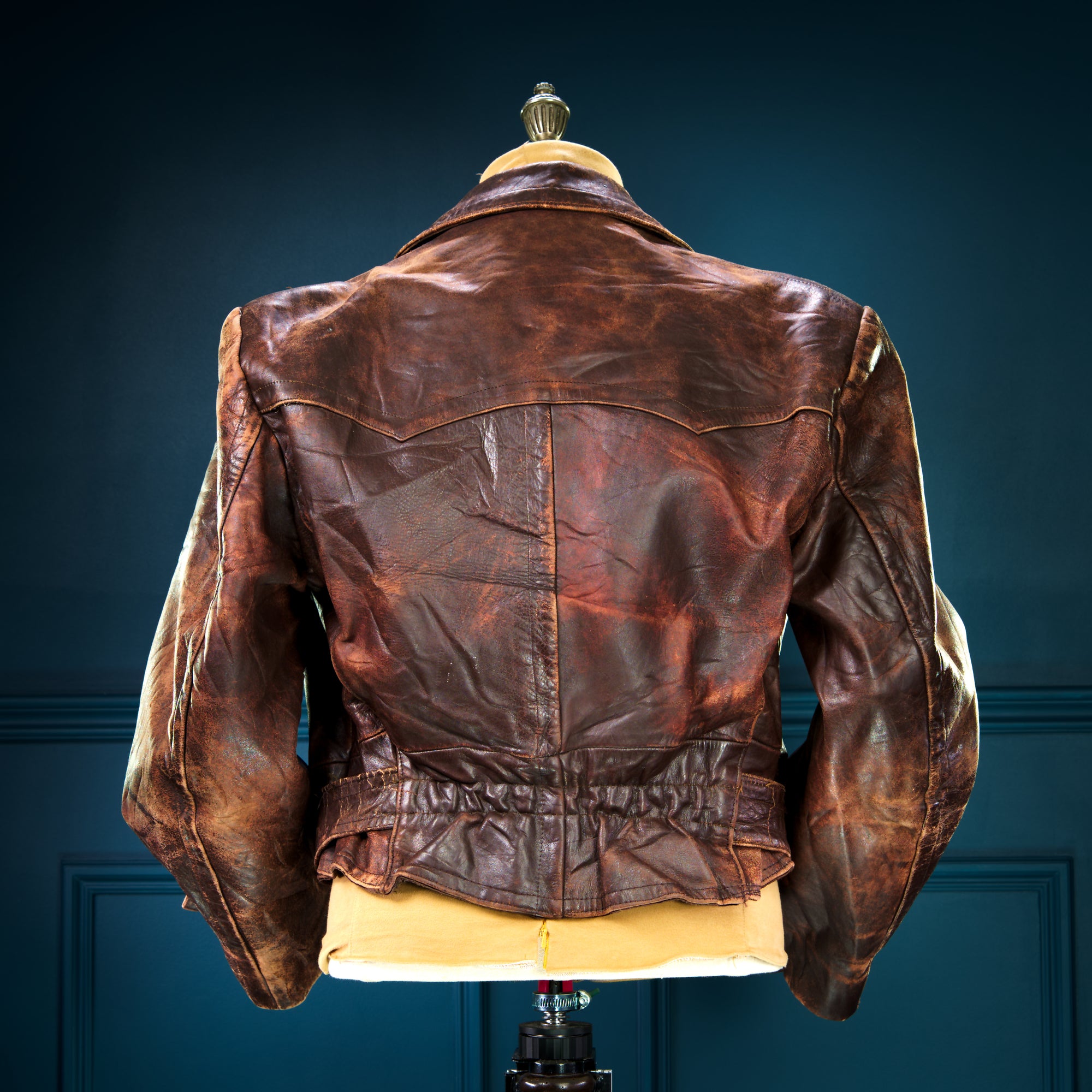 Vintage 1940s WW2 German Horsehide Modified Trenchcoat Biker Leather Jacket “M"