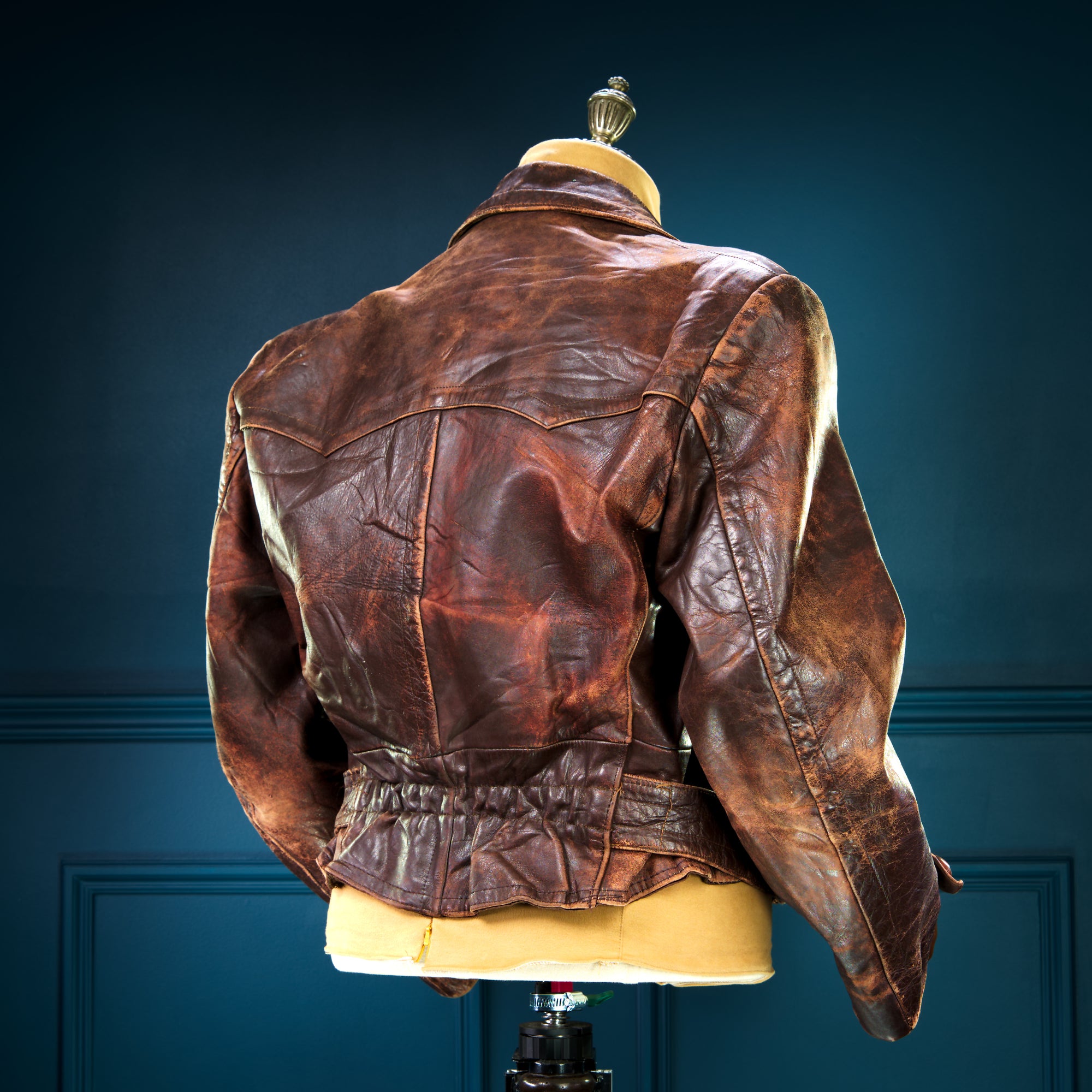 Vintage 1940s WW2 German Horsehide Modified Trenchcoat Biker Leather Jacket “M"