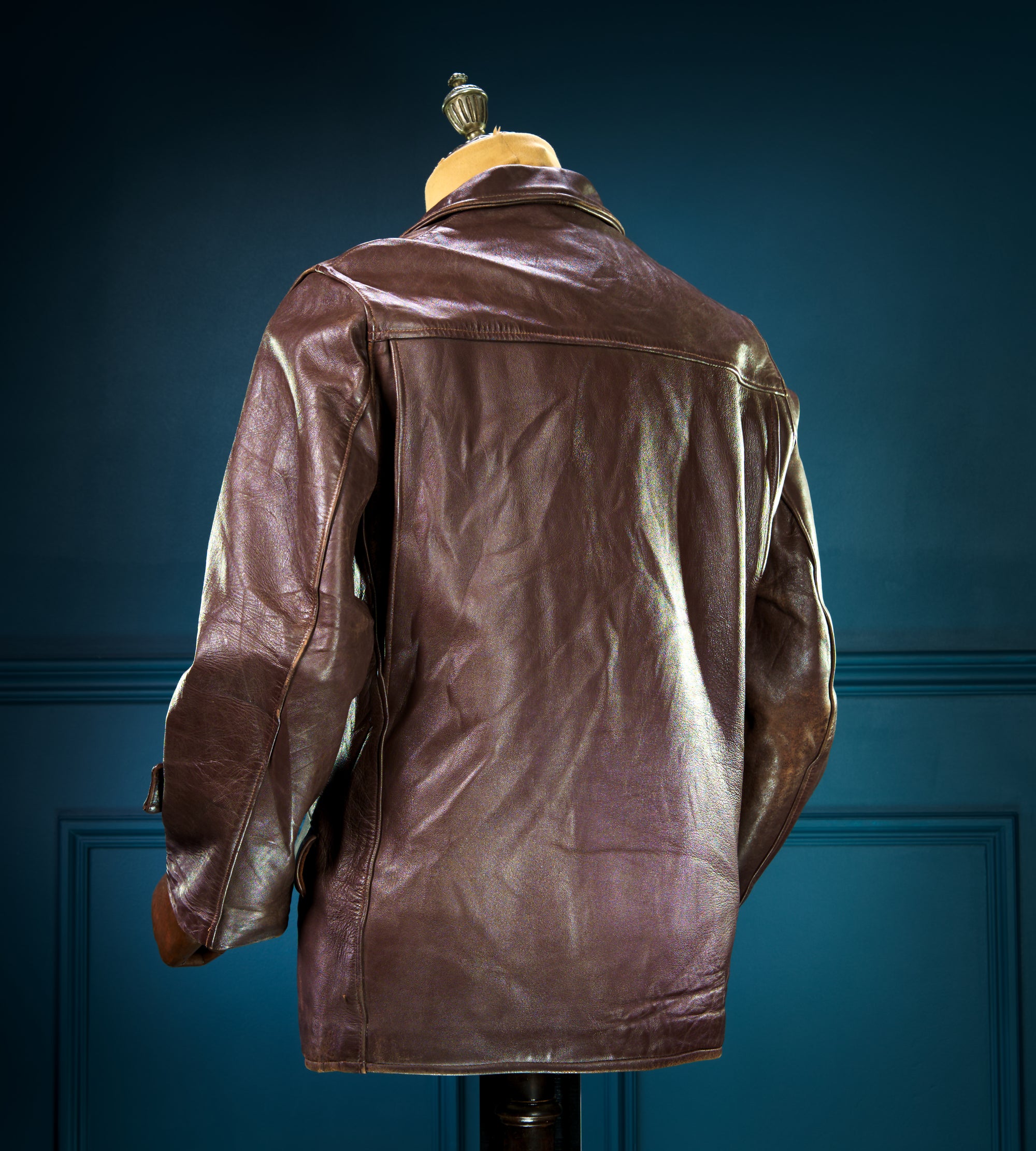 Vintage 1950s French Brown Lambskin Biker Worker Motorcycle Leather Jacket “M”