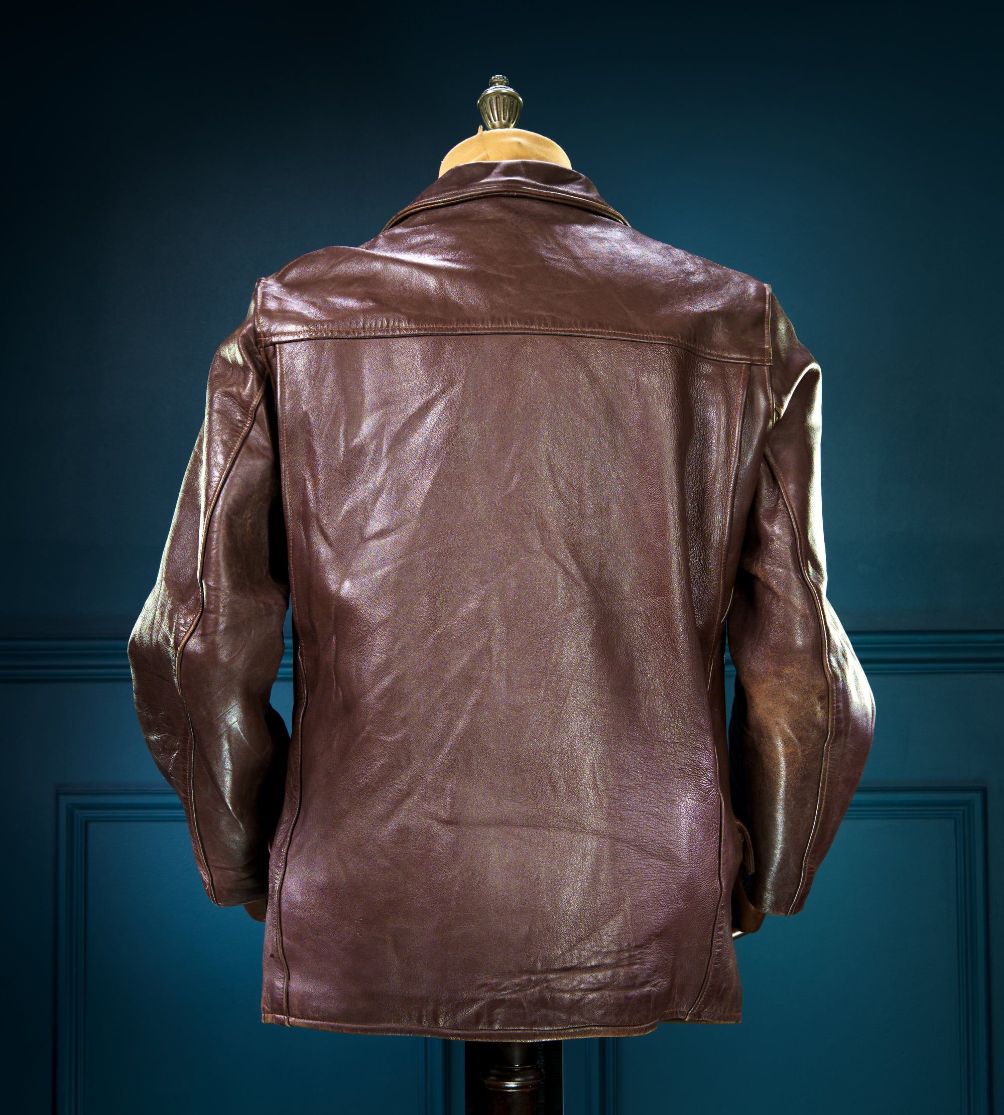 Vintage 1950s French Brown Lambskin Biker Worker Motorcycle Leather Jacket “M”