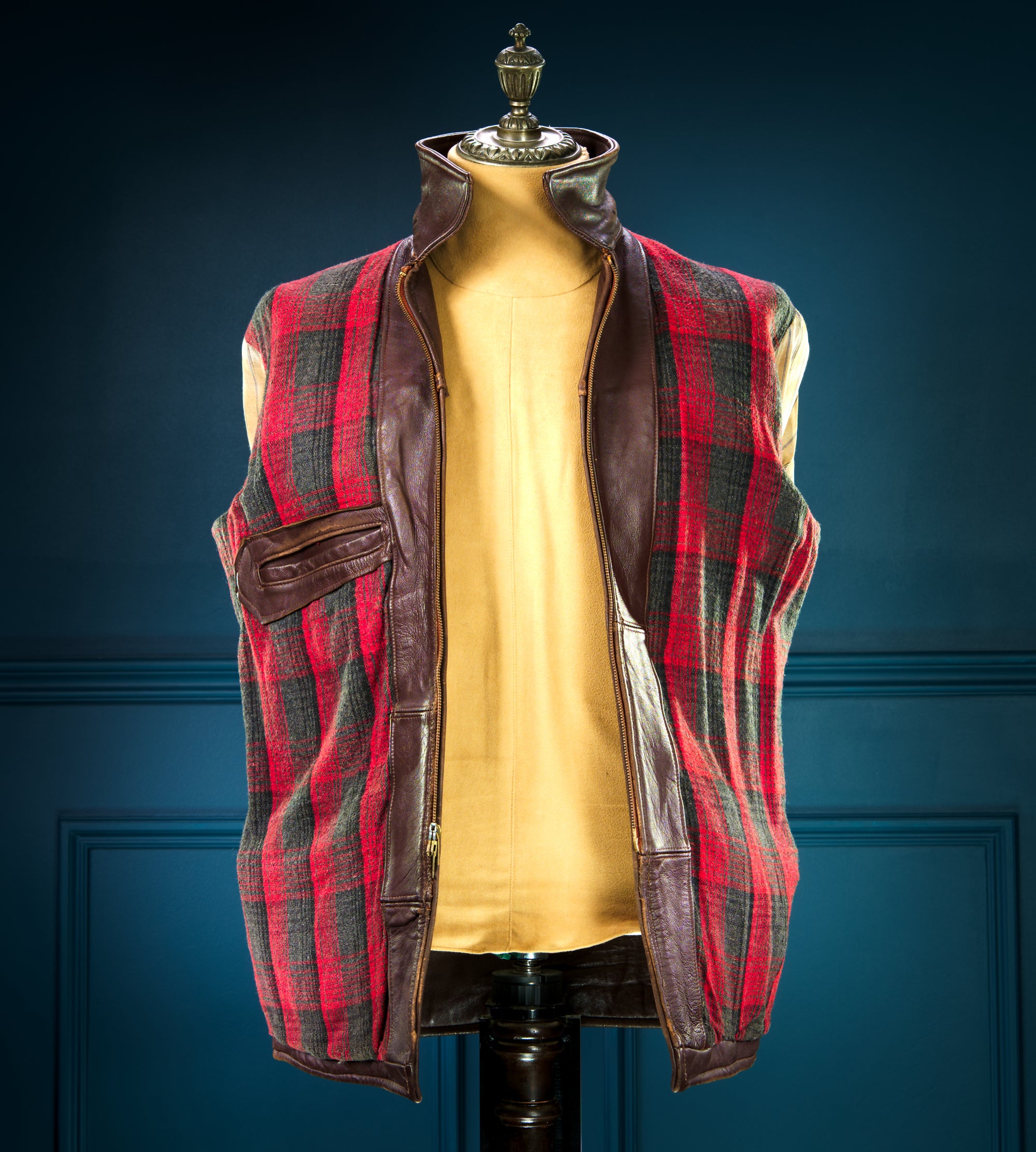 Vintage 1950s French Brown Lambskin Biker Worker Motorcycle Leather Jacket “M”