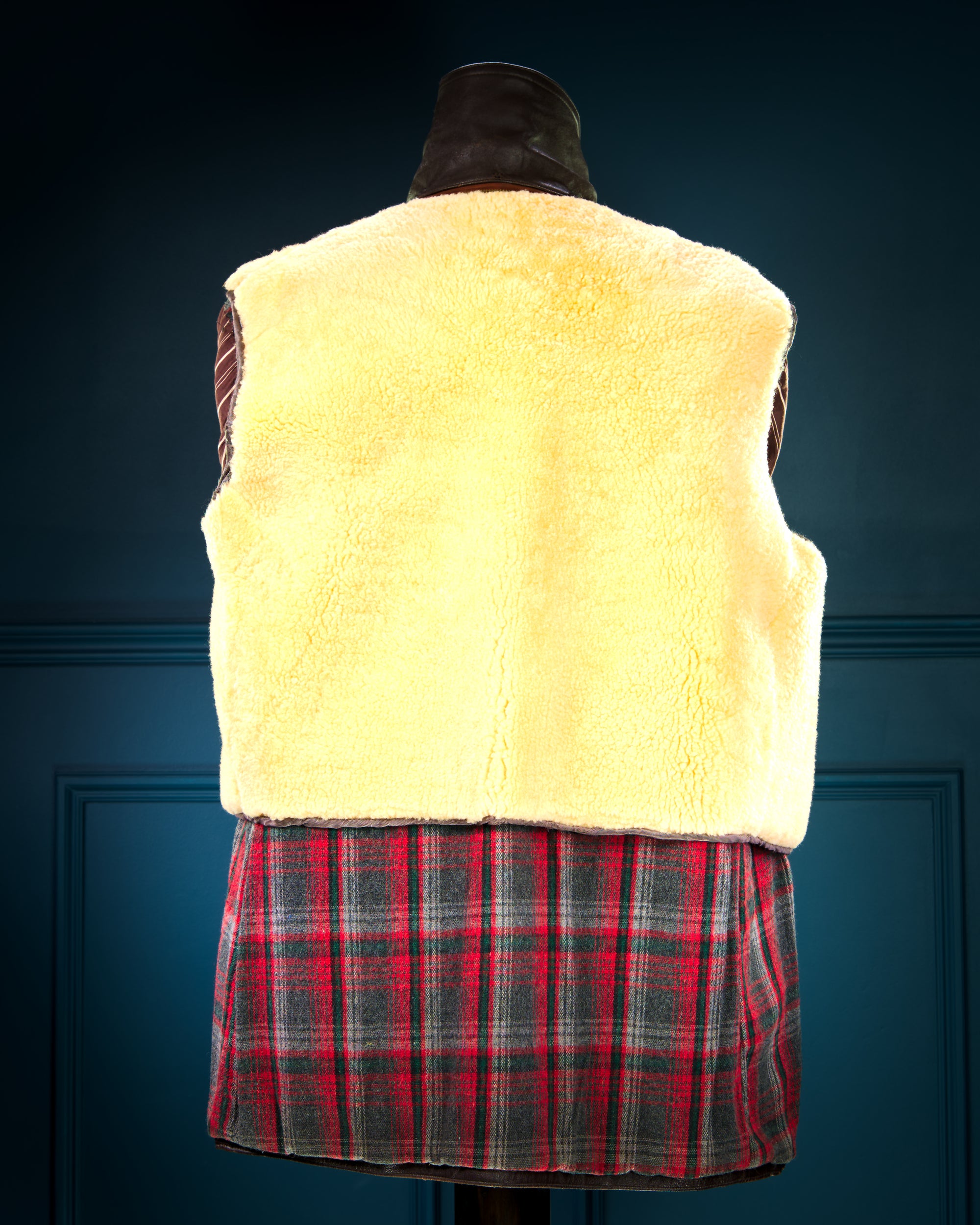 Vintage 1950s French Sheepskin Barnstormer Car Coat Brown Leather Jacket “L”