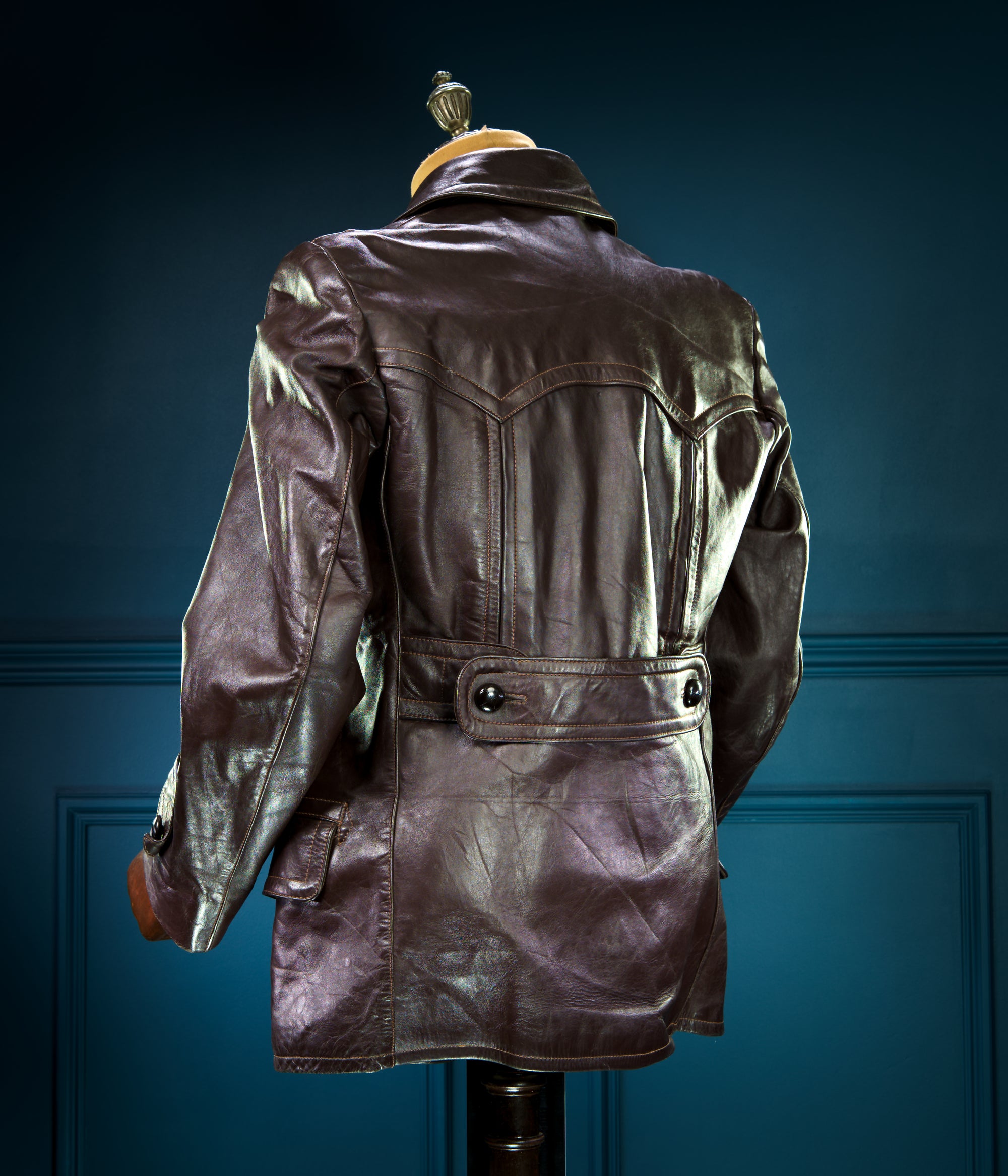 Vintage 1940s WW2 German Horsehide Peacoat Officer Rider Leather Jacket “M”