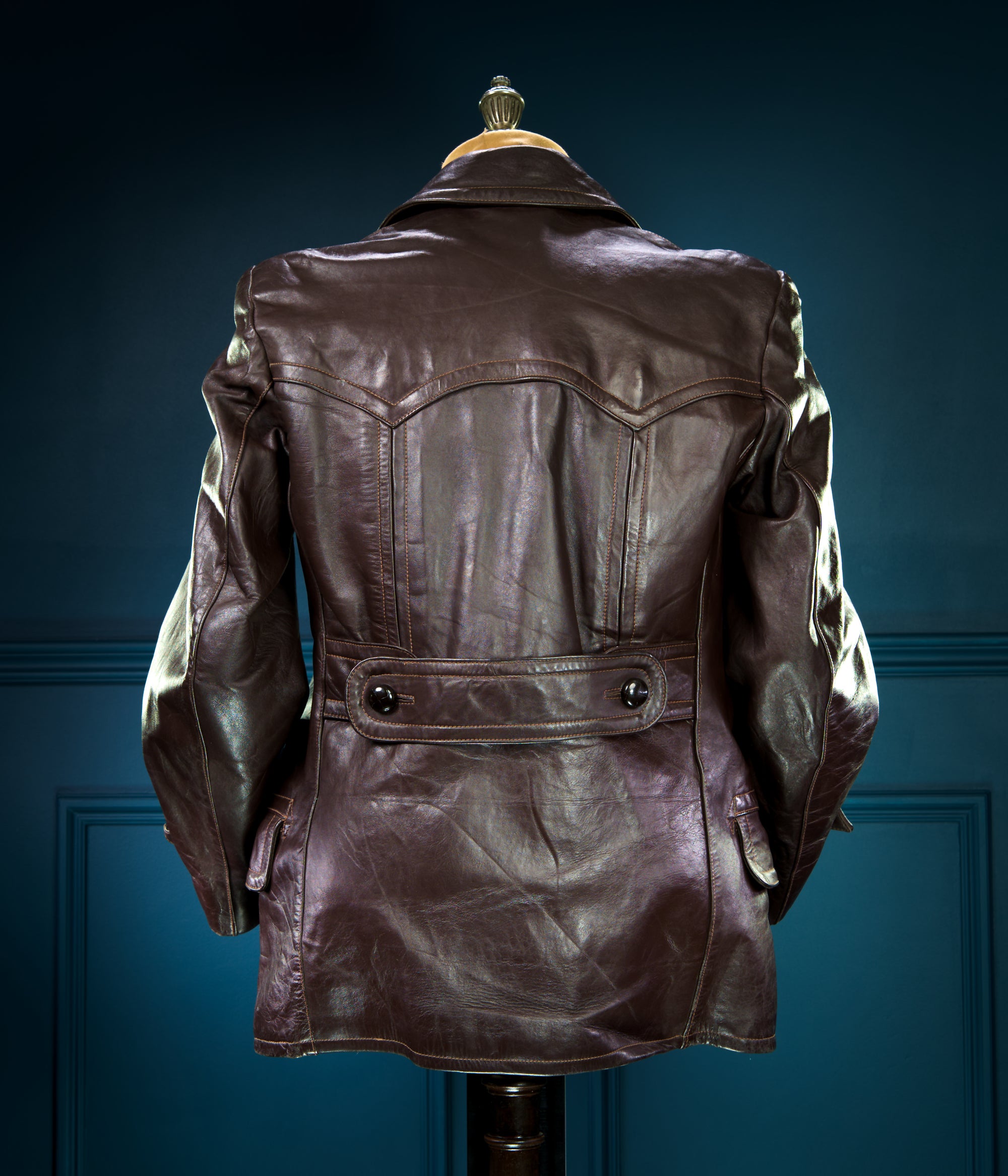 Vintage 1940s WW2 German Horsehide Peacoat Officer Rider Leather Jacket “M”