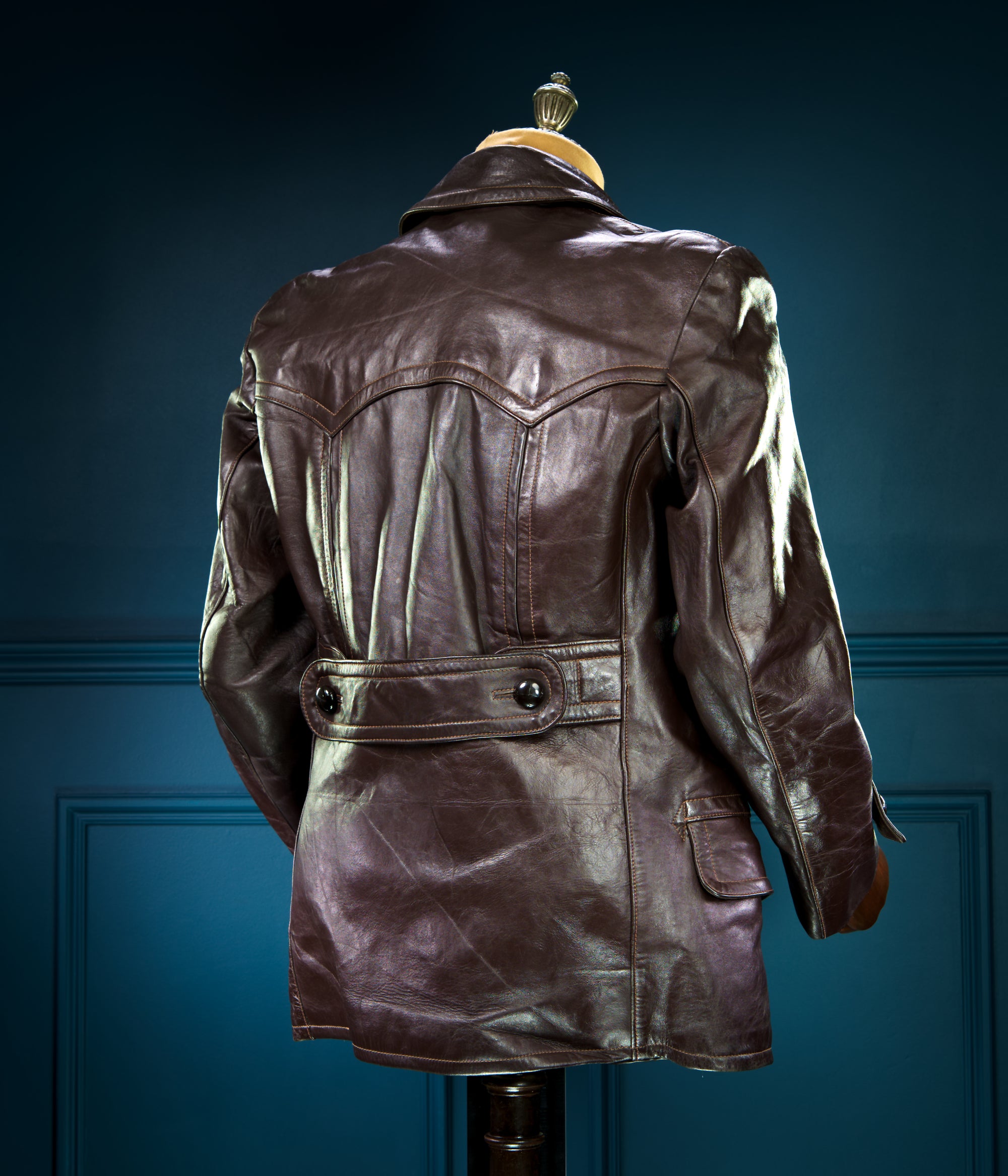 Vintage 1940s WW2 German Horsehide Peacoat Officer Rider Leather Jacket “M”