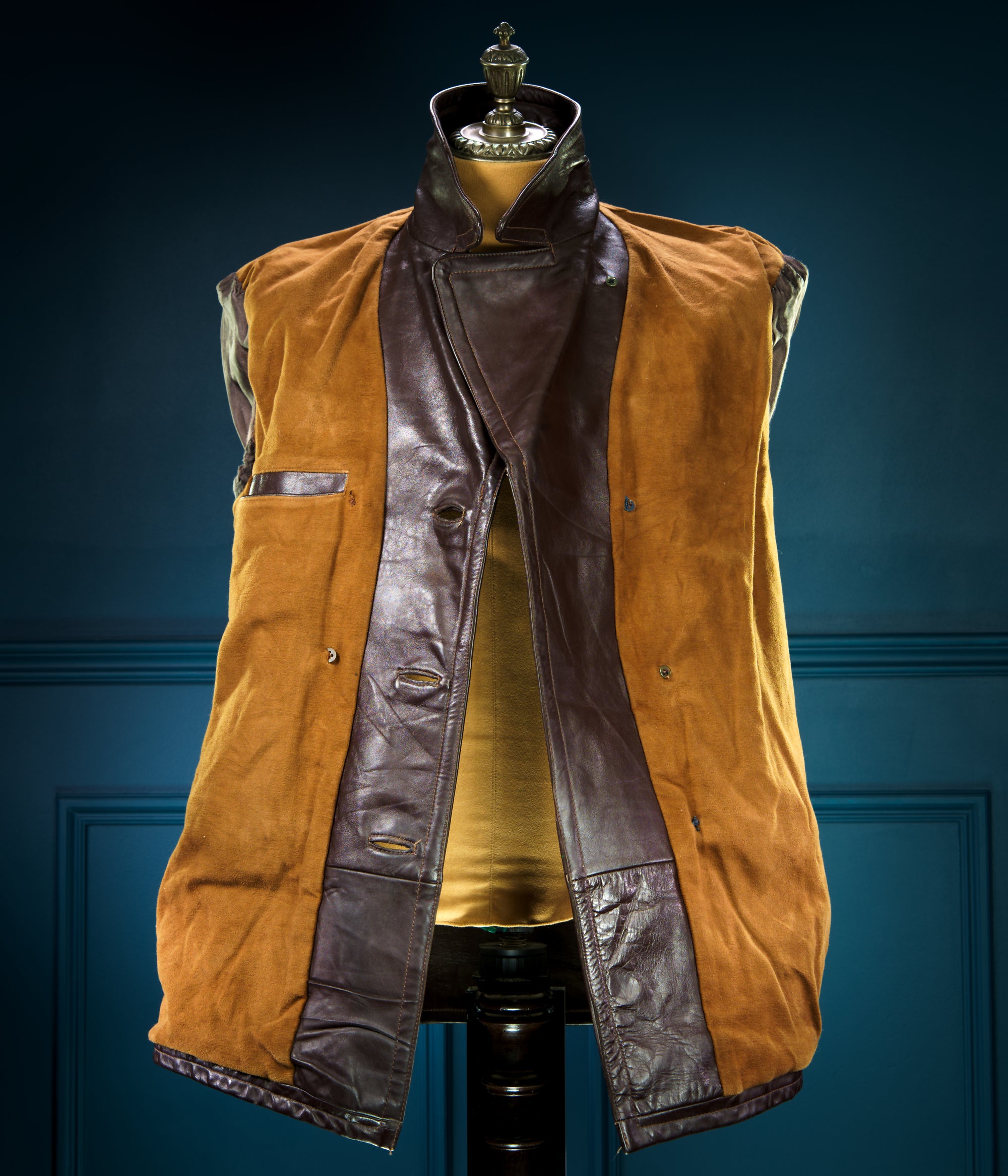 Vintage 1940s WW2 German Horsehide Peacoat Officer Rider Leather Jacket “M”