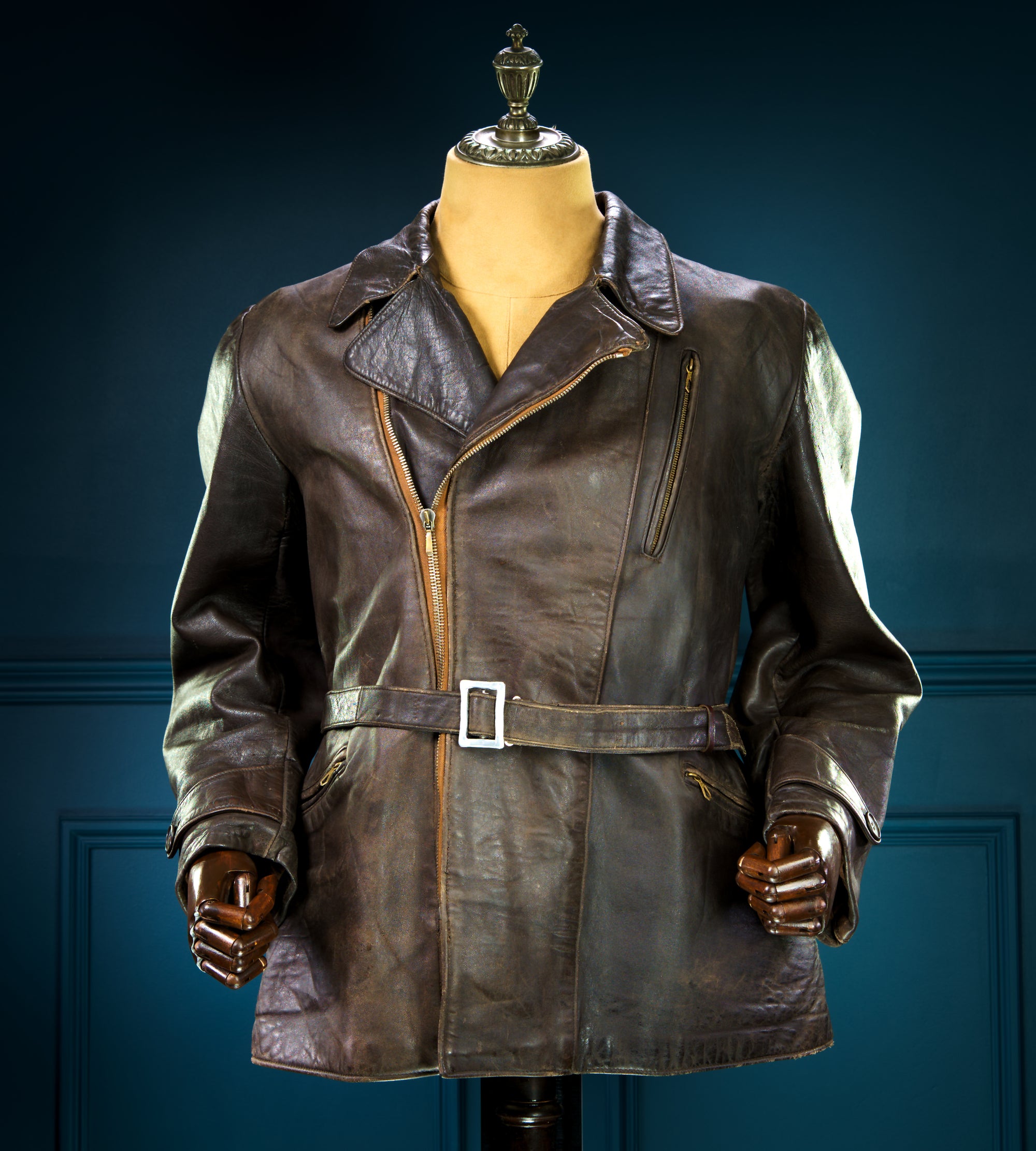 Vintage 1940s WW2 German Sheepskin Biker Motorcycle Dispatch Leather Jacket “M”