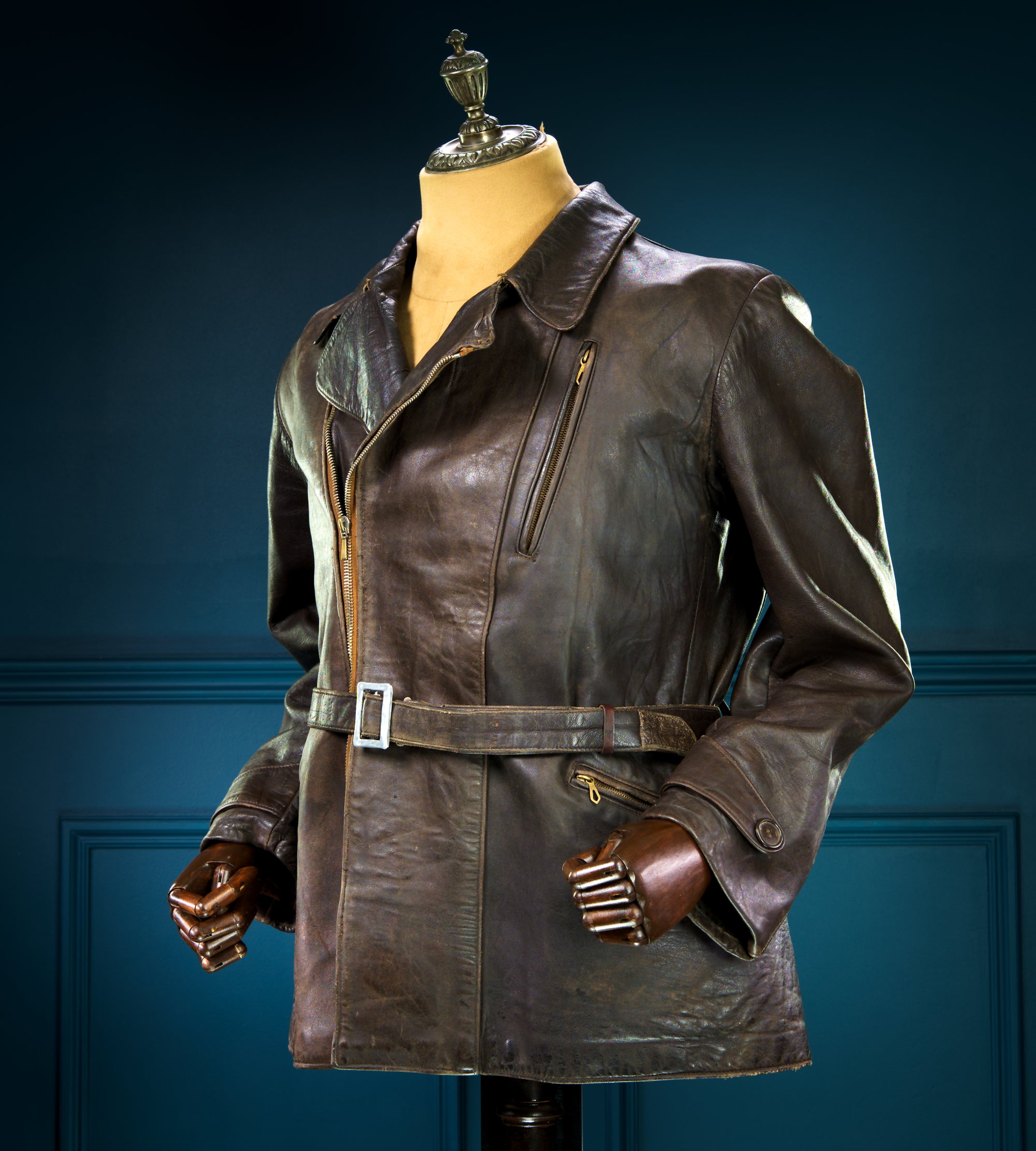 Vintage 1940s WW2 German Sheepskin Biker Motorcycle Dispatch Leather Jacket “M”