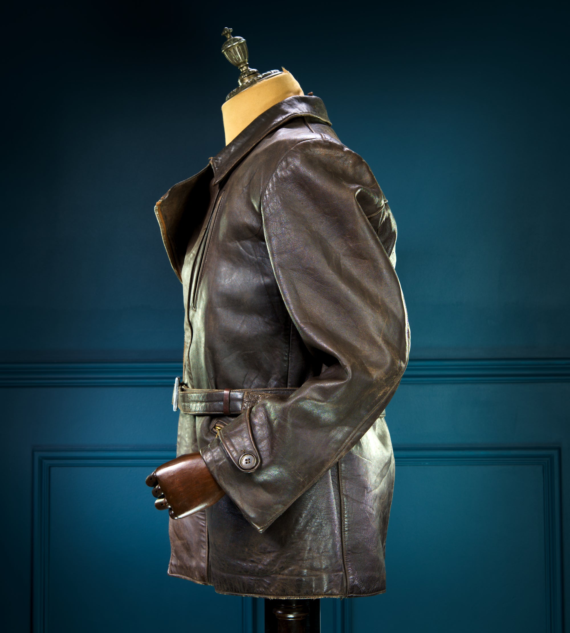 Vintage 1940s WW2 German Sheepskin Biker Motorcycle Dispatch Leather Jacket “M”