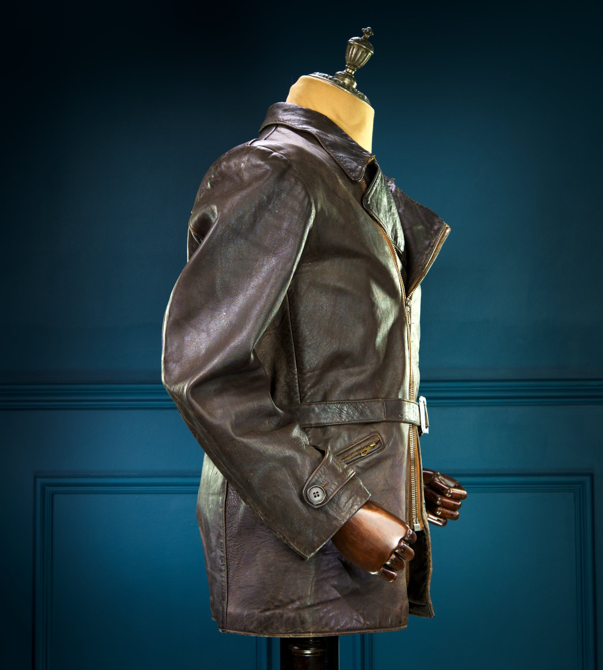 Vintage 1940s WW2 German Sheepskin Biker Motorcycle Dispatch Leather Jacket “M”