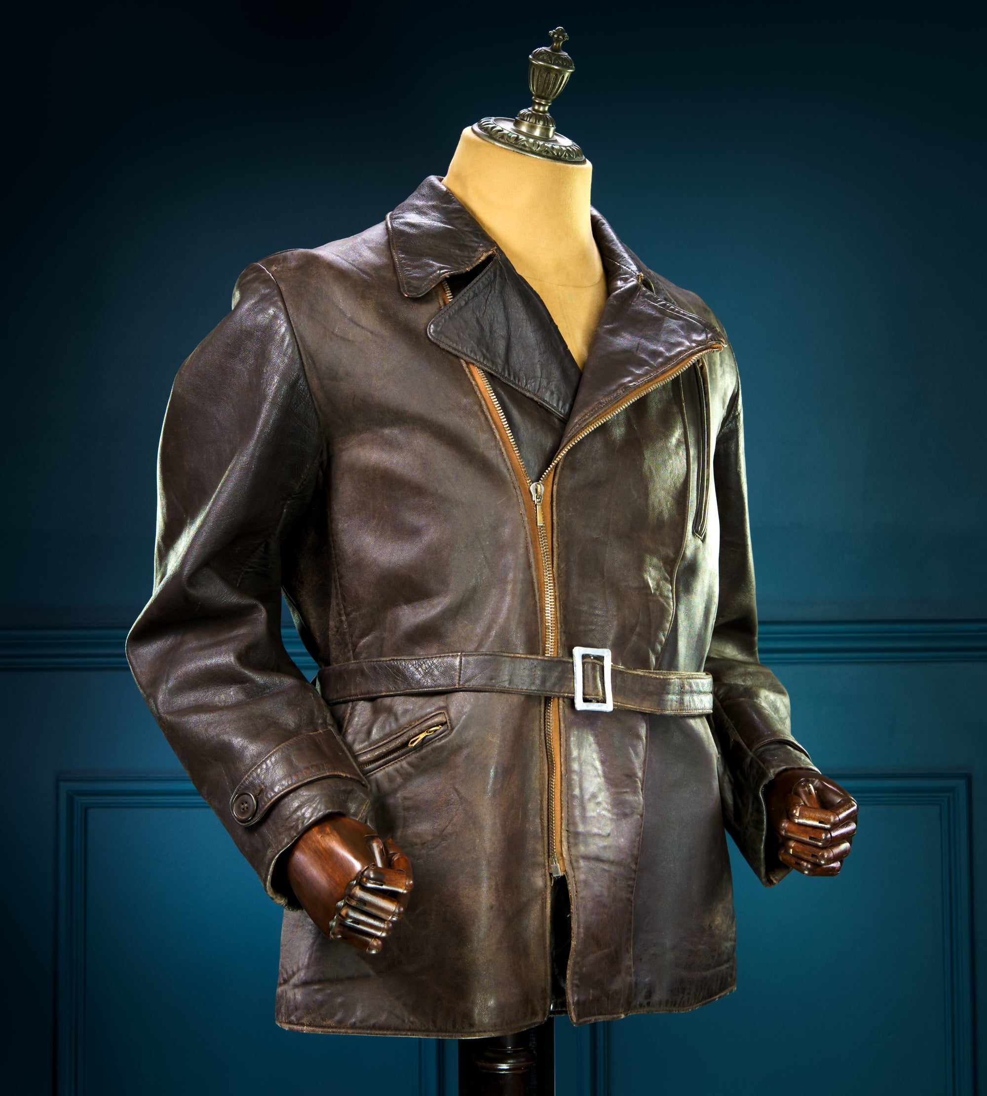 Vintage 1940s WW2 German Sheepskin Biker Motorcycle Dispatch Leather Jacket “M”