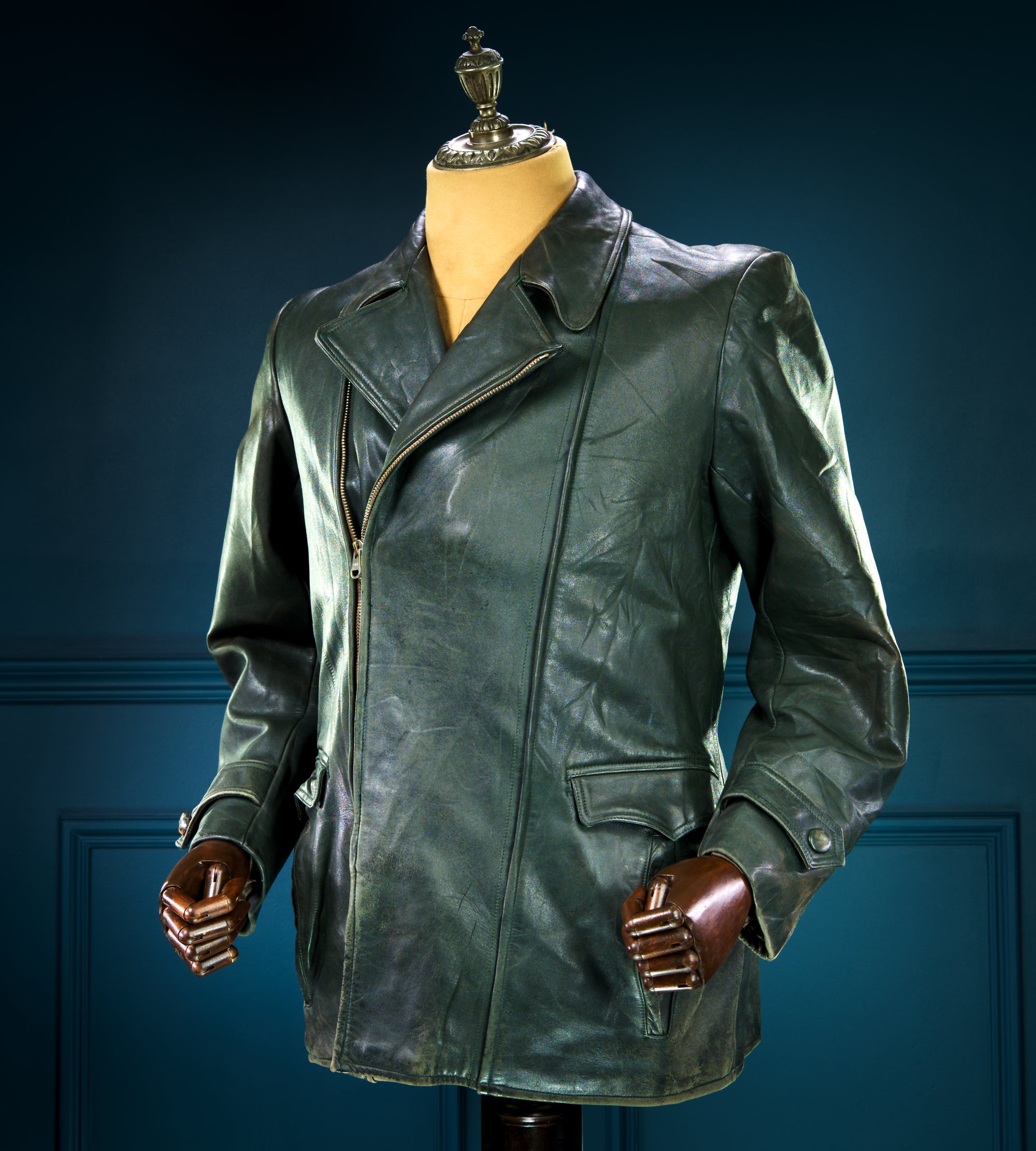 Vintage 1940s WW2 German Horsehide Biker Motorcycle Dispatch Leather Jacket “M”