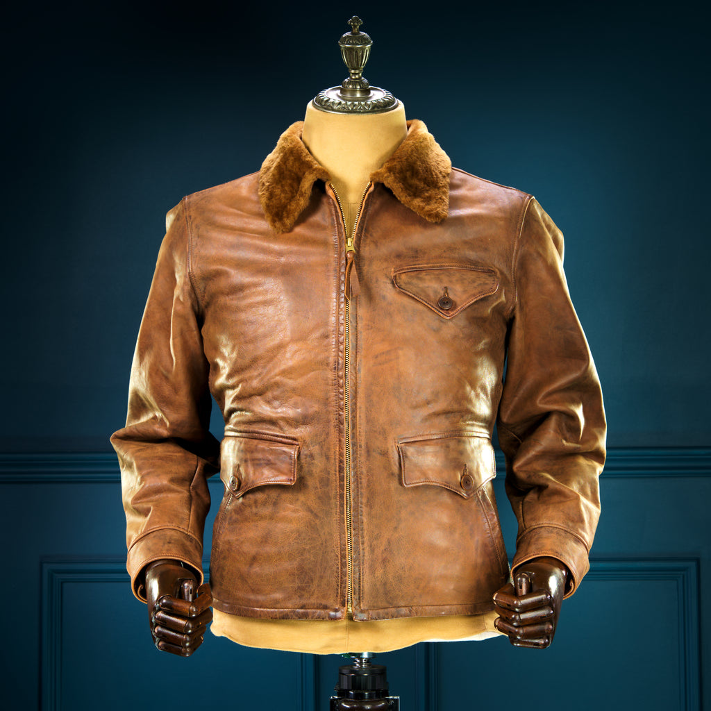 Double RRL Ralph Lauren Shearling Collar Newsboy 30s-Style Leather Jacket “M”