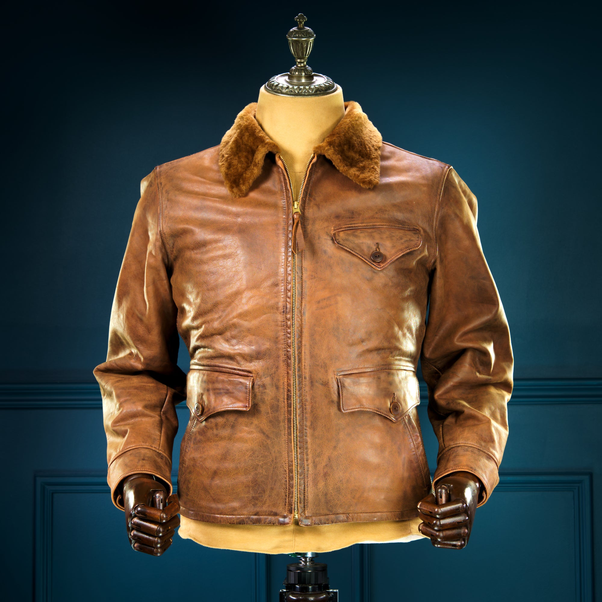 Double RRL Ralph Lauren Shearling Collar Newsboy 30s-Style Leather Jacket “M”