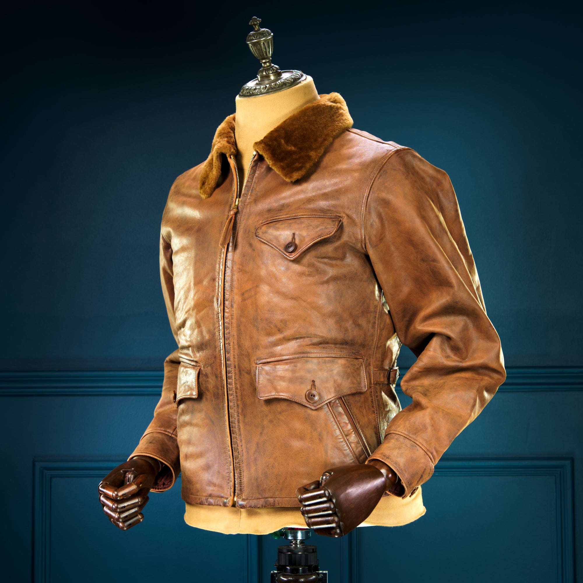 Double RRL Ralph Lauren Shearling Collar Newsboy 30s-Style Leather Jacket “M”