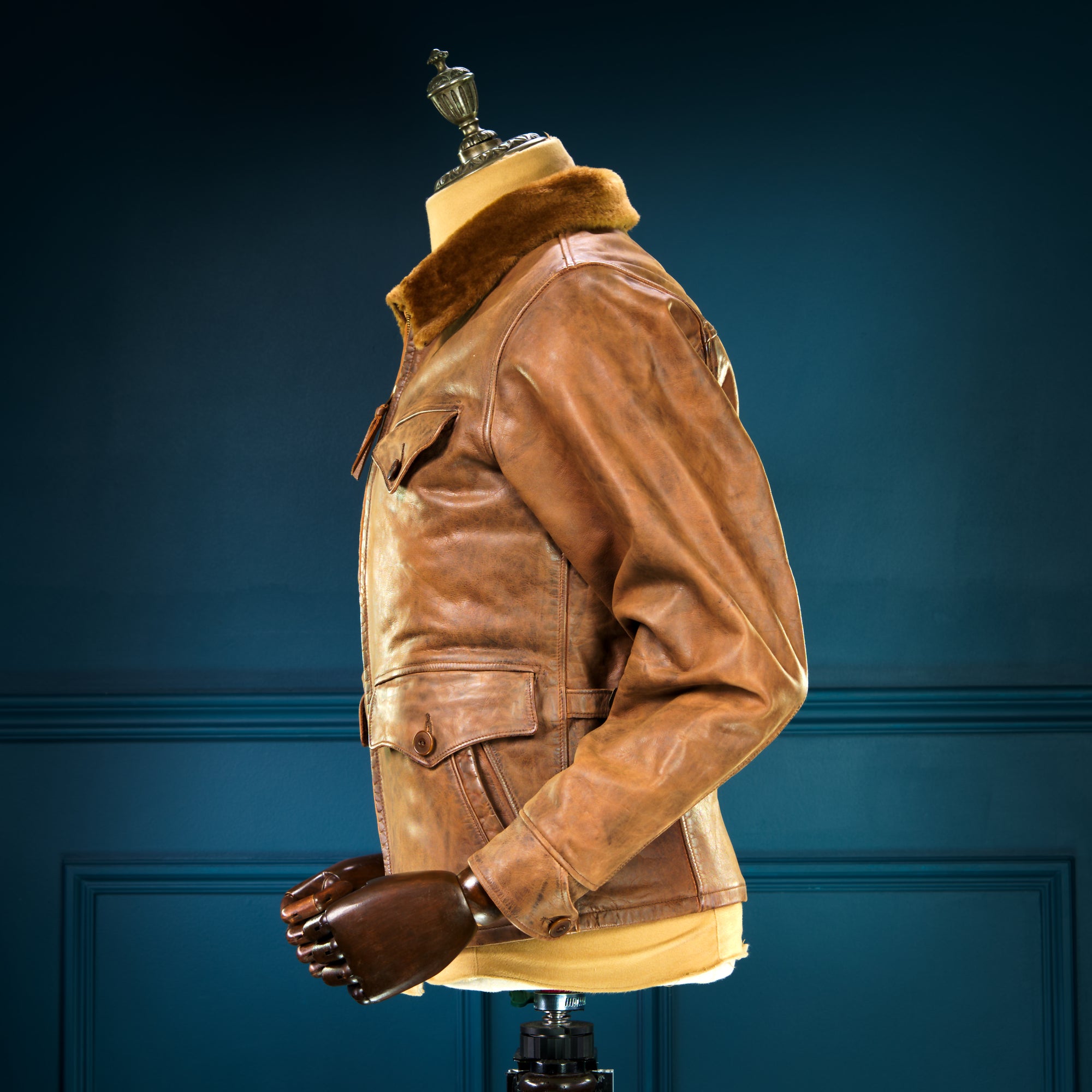 Double RRL Ralph Lauren Shearling Collar Newsboy 30s-Style Leather Jacket “M”