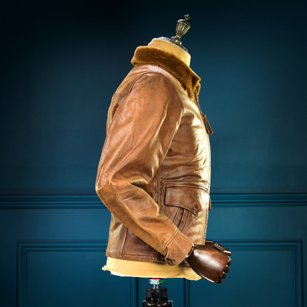 Double RRL Ralph Lauren Shearling Collar Newsboy 30s-Style Leather Jacket “M”