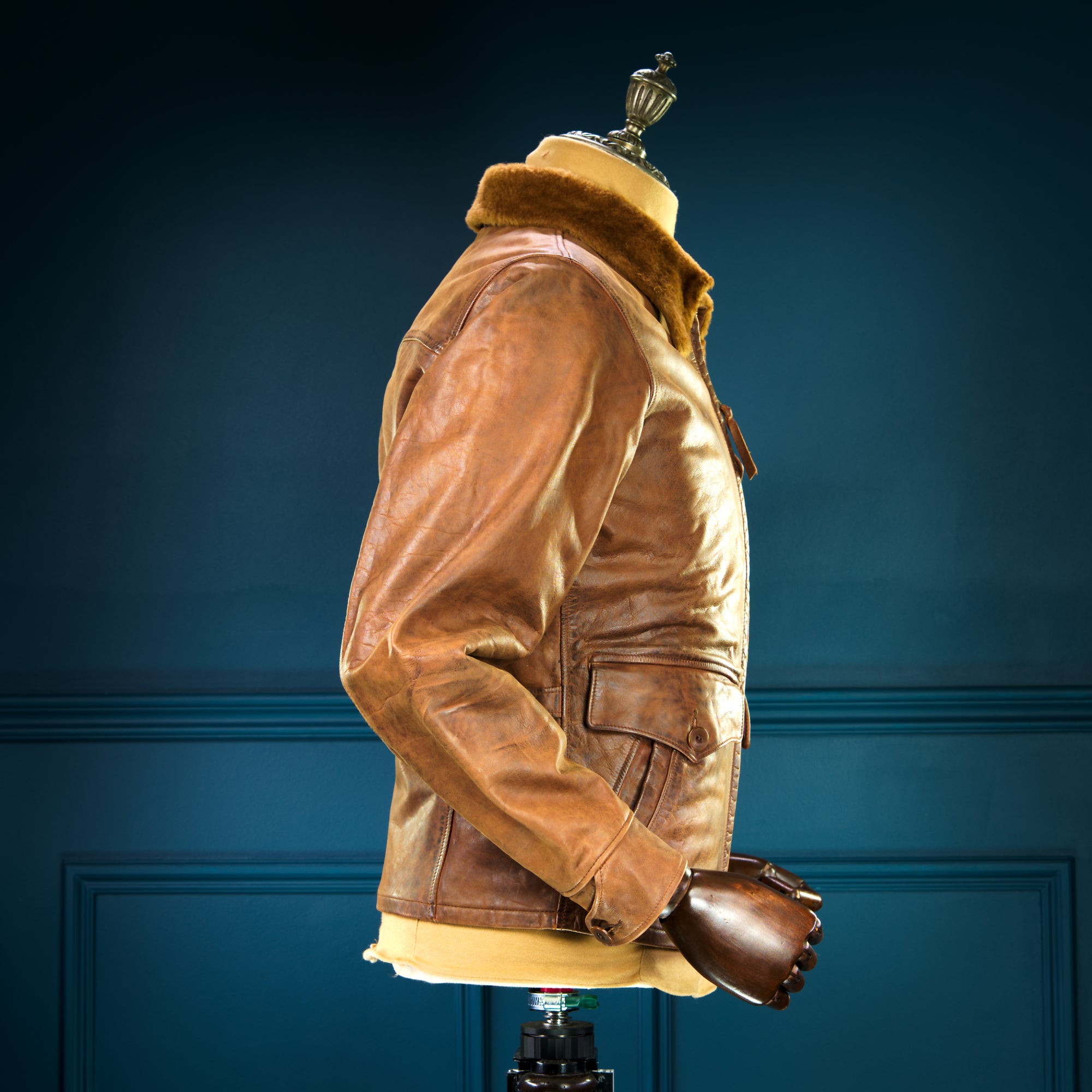 Double RRL Ralph Lauren Shearling Collar Newsboy 30s-Style Leather Jacket “M”