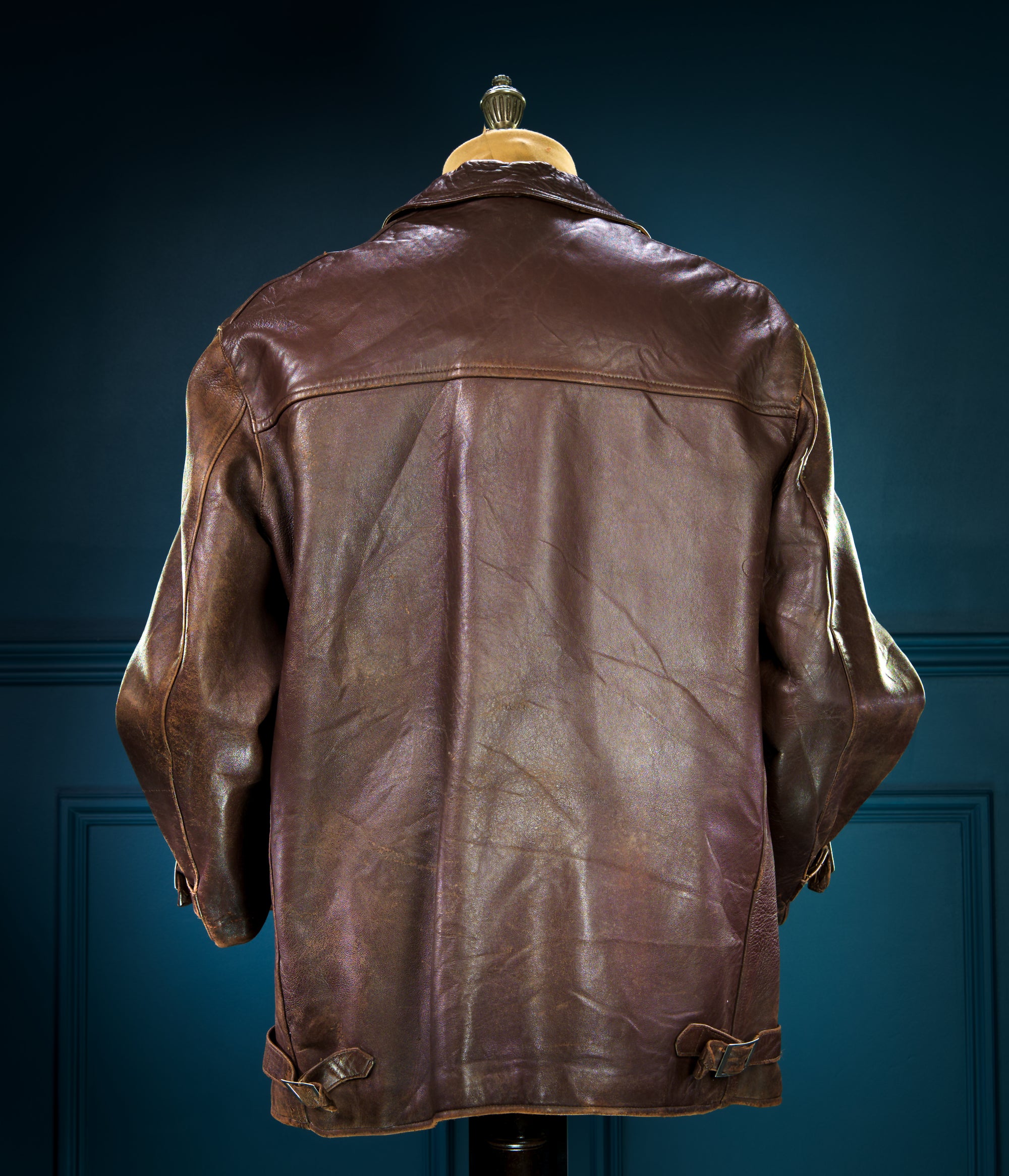 Vintage 1950s Cold War French Sheepskin Worker Biker Rider Leather Jacket “L”