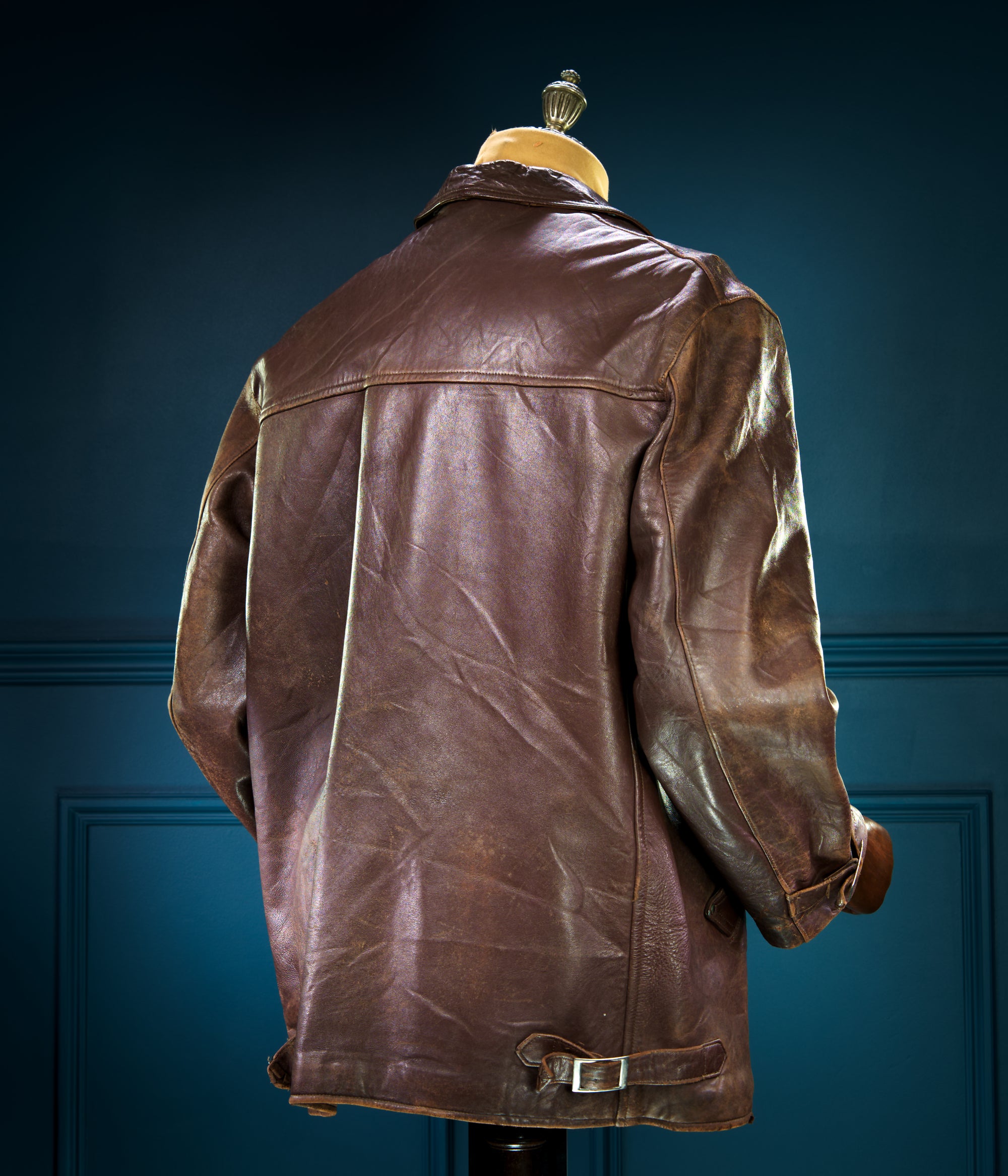 Vintage 1950s Cold War French Sheepskin Worker Biker Rider Leather Jacket “L”