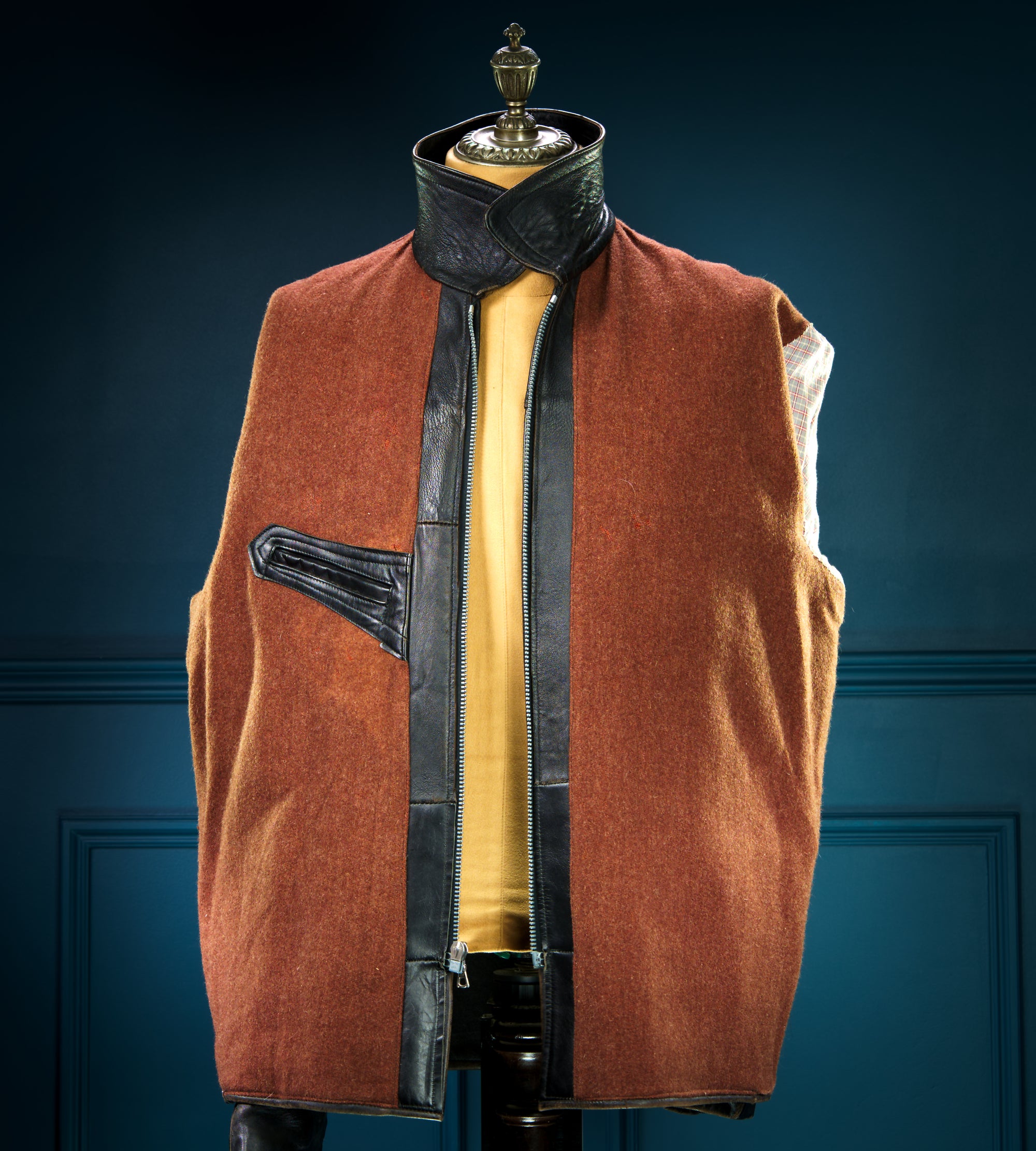 Vintage 1940s German Sheepskin Cold War Biker Worker Rider Leather Jacket “XL”