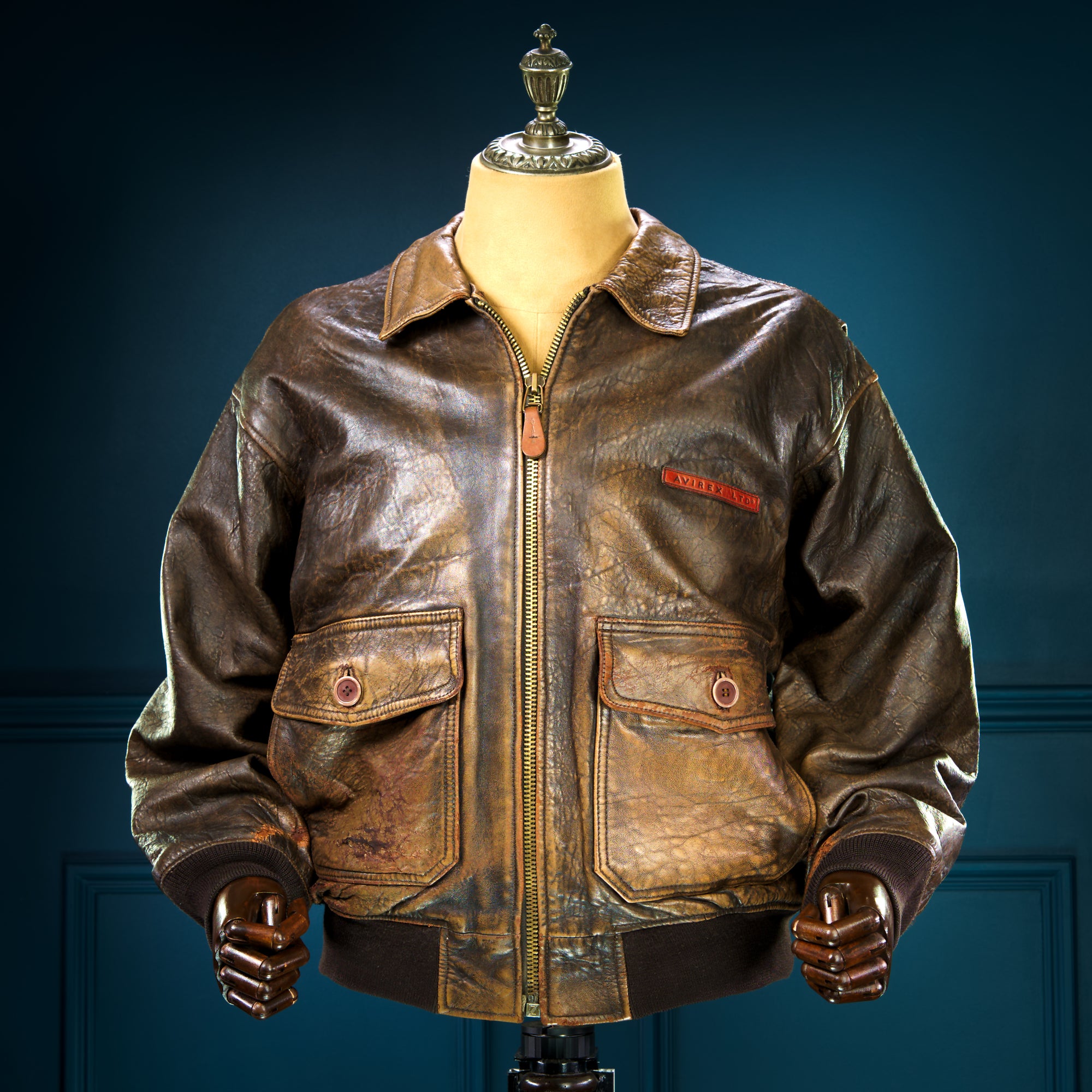 Vintage 1980s Avirex G1 Sheepskin Brown Bomber Flight Leather Jacket “L”