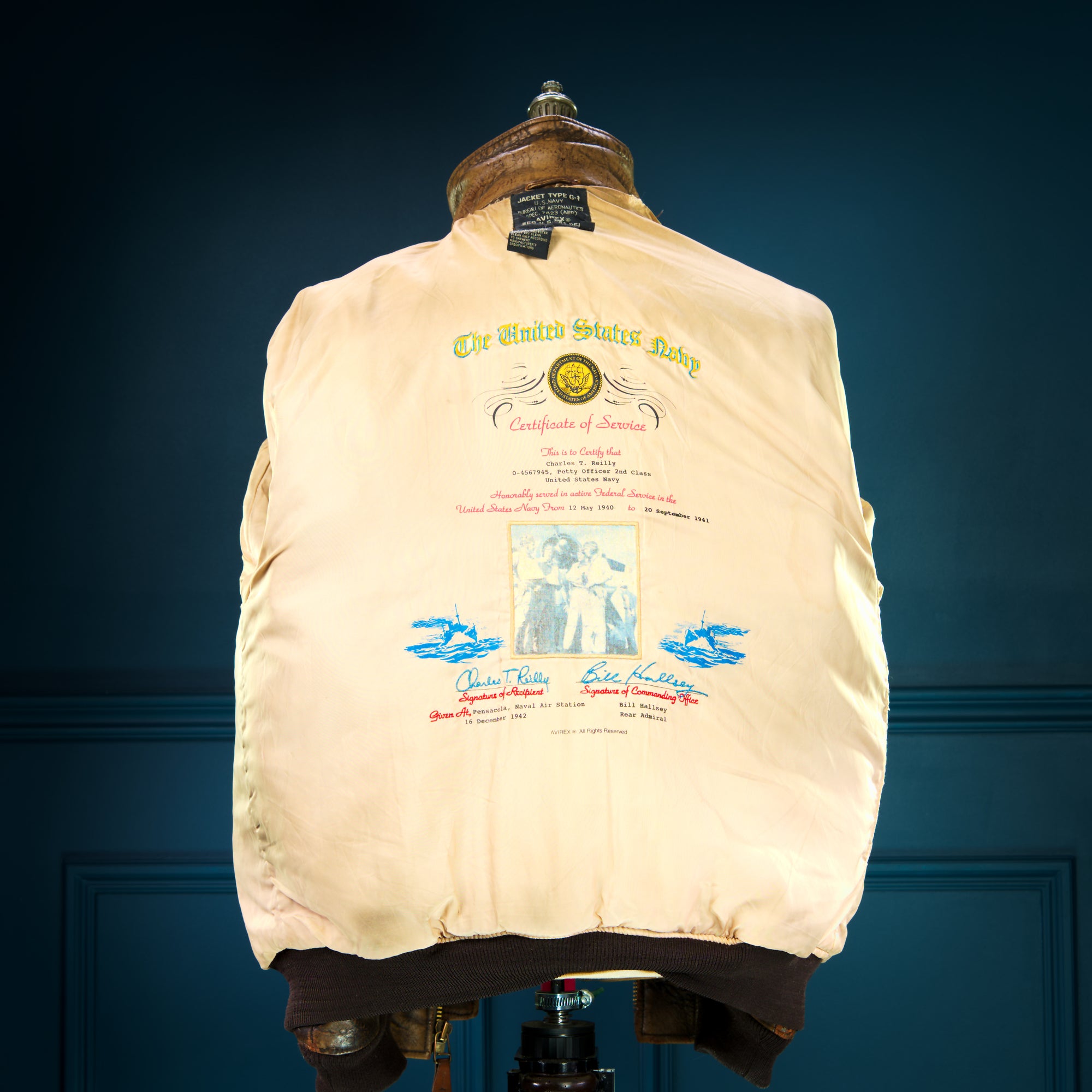 Vintage 1980s Avirex G1 Sheepskin Brown Bomber Flight Leather Jacket “L”