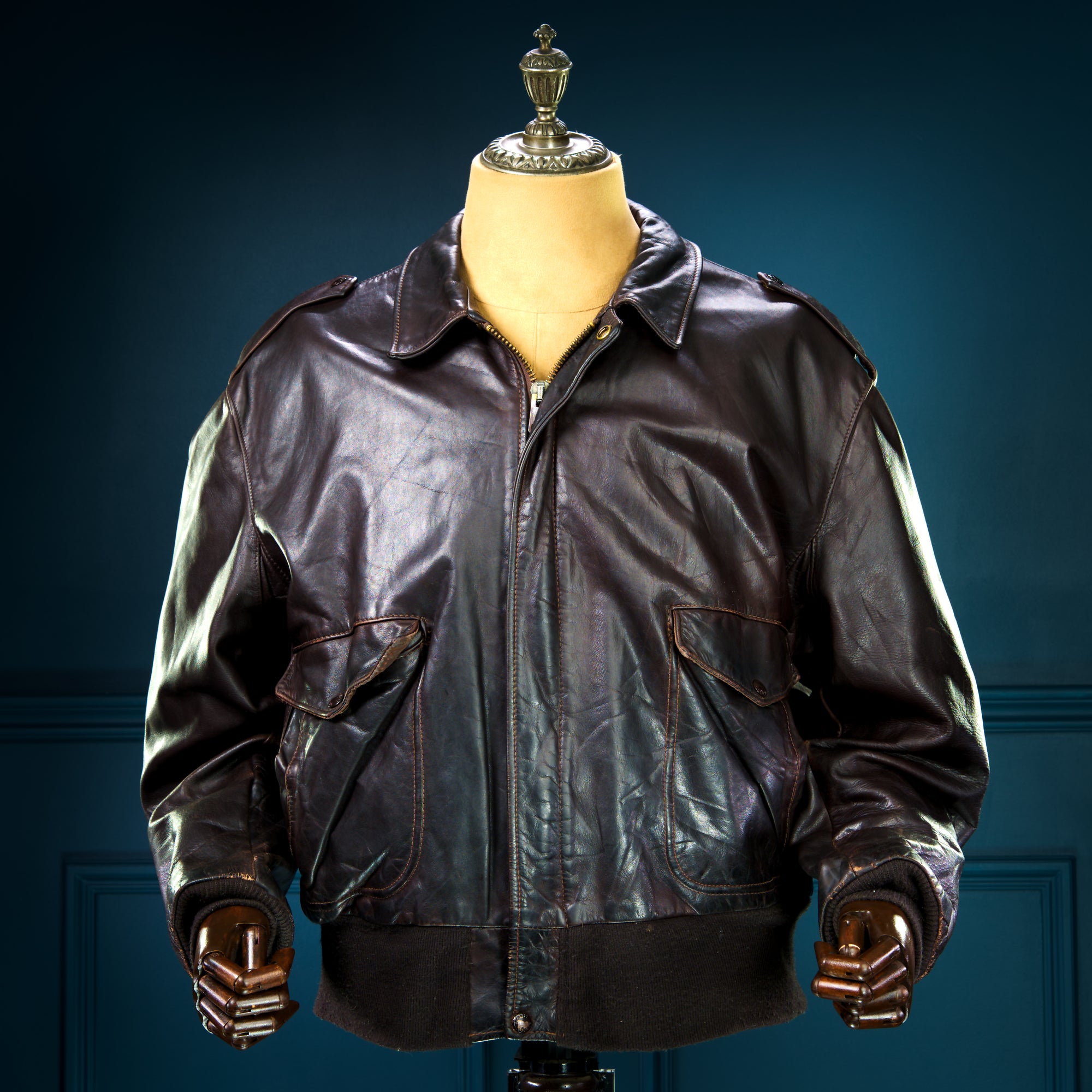 Vintage 1980s Schott 184SM A2 Brown Bomber Flight Leather Jacket “XL”