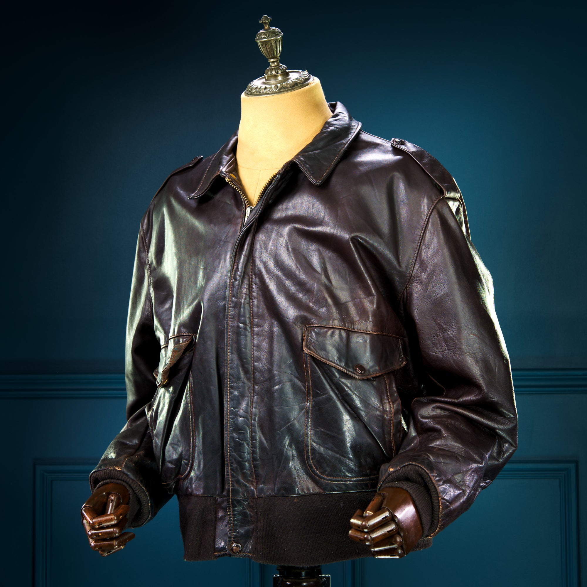 Vintage 1980s Schott 184SM A2 Brown Bomber Flight Leather Jacket “XL”