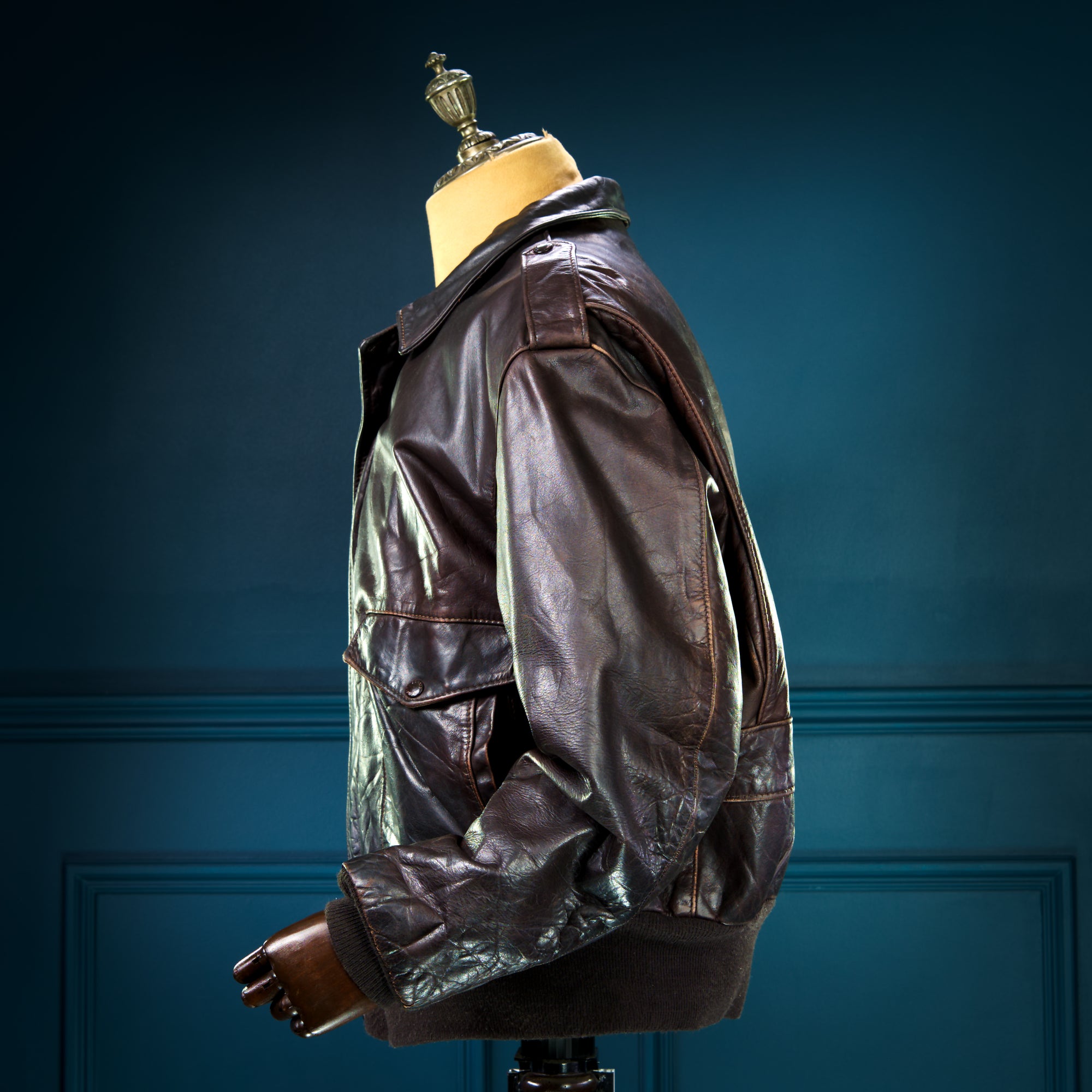 Vintage 1980s Schott 184SM A2 Brown Bomber Flight Leather Jacket “XL”