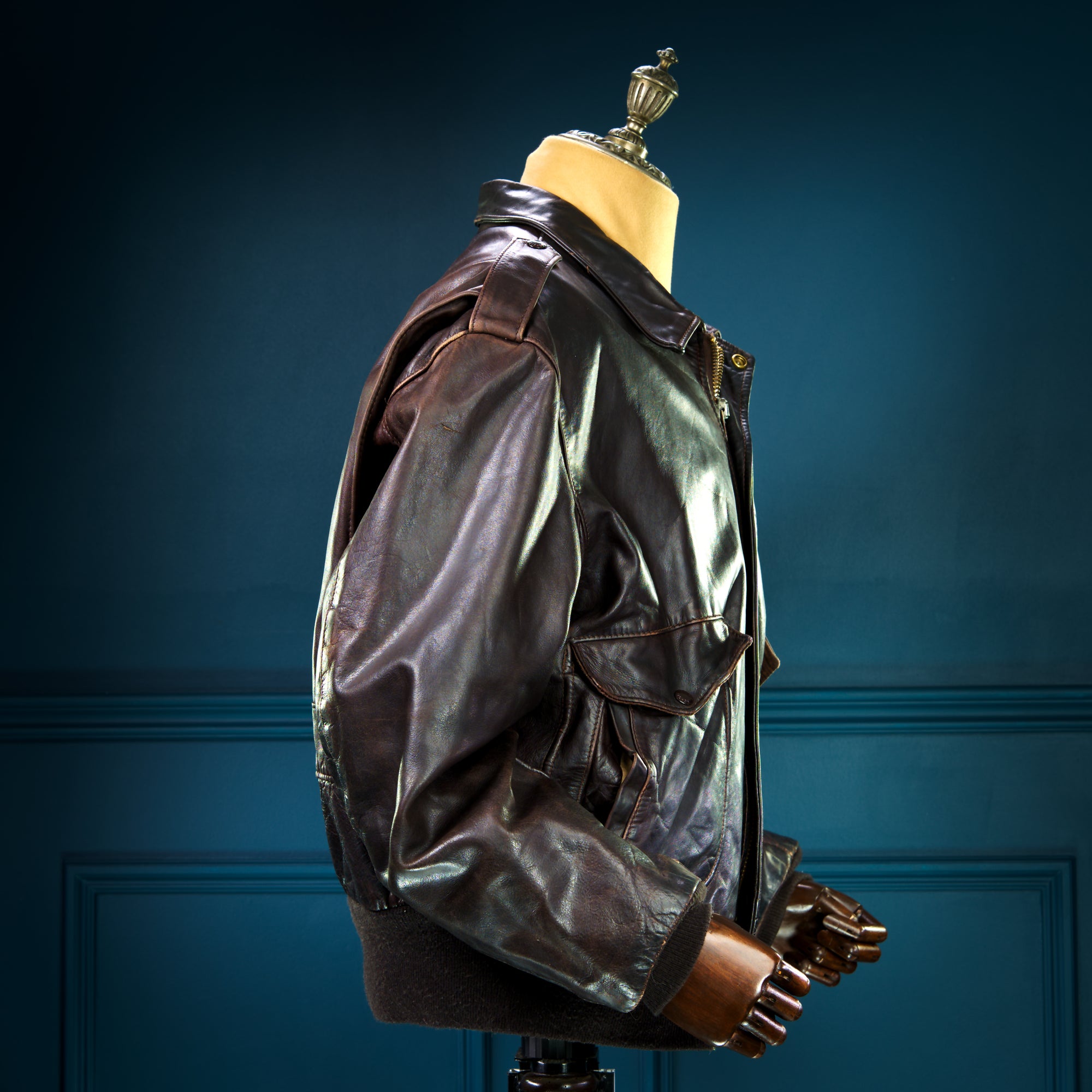 Vintage 1980s Schott 184SM A2 Brown Bomber Flight Leather Jacket “XL”