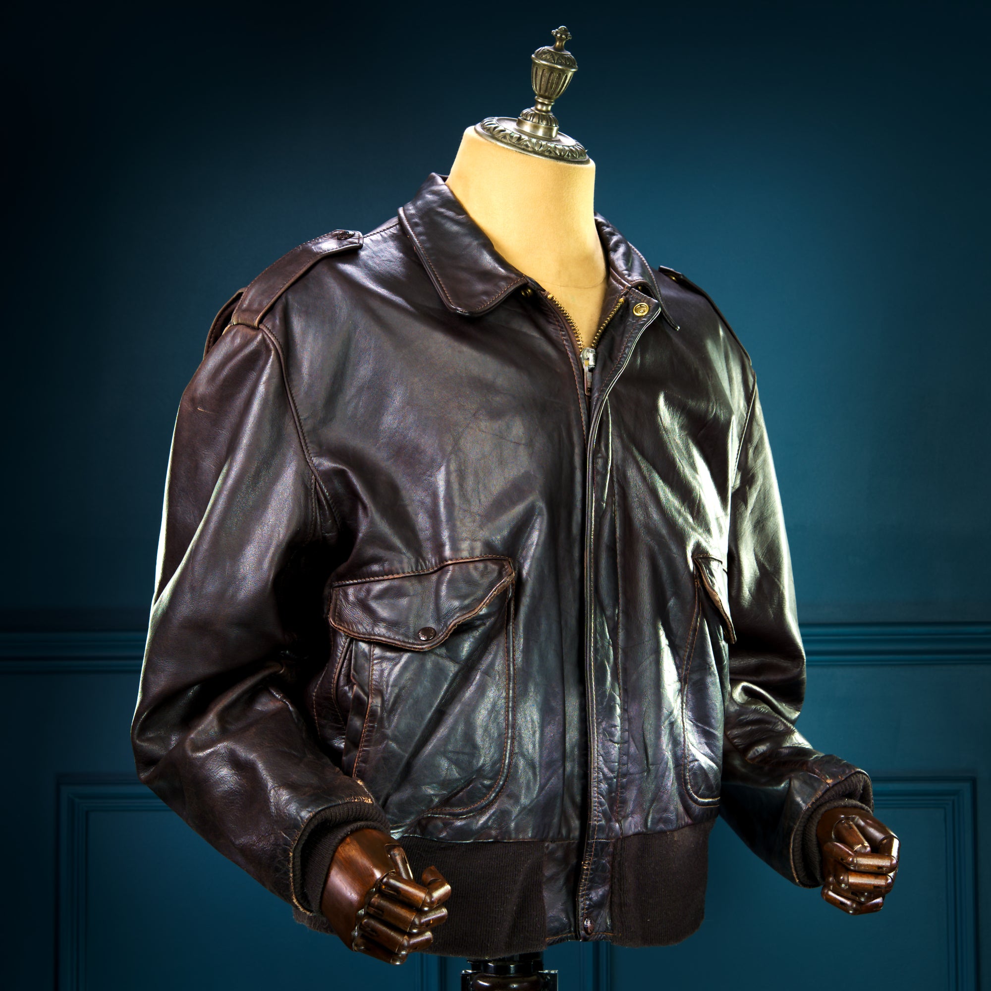 Vintage 1980s Schott 184SM A2 Brown Bomber Flight Leather Jacket “XL”