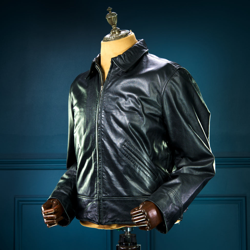 Custom Thedi Flight Aviator Highwayman Bomber Sheepskin Black Leather Jacket “L”