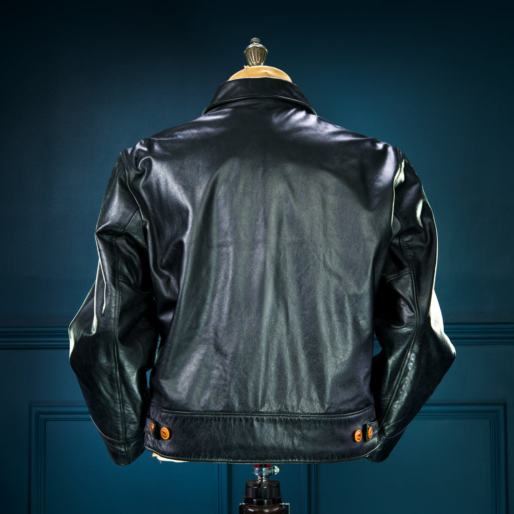 Custom Thedi Flight Aviator Highwayman Bomber Sheepskin Black Leather Jacket “L”